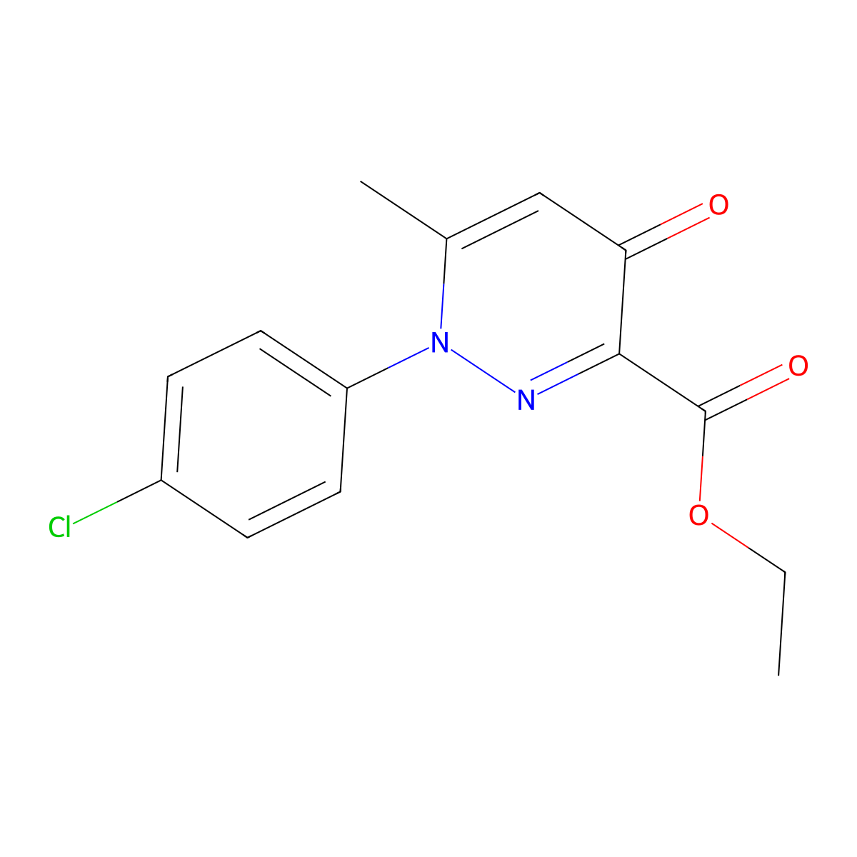 Ethyl 1-(4-chlorophenyl)-6-methyl-4-oxo-1,4-dihydro-3-pyridazinecarboxylate molecular structure, CAS 68253-82-7