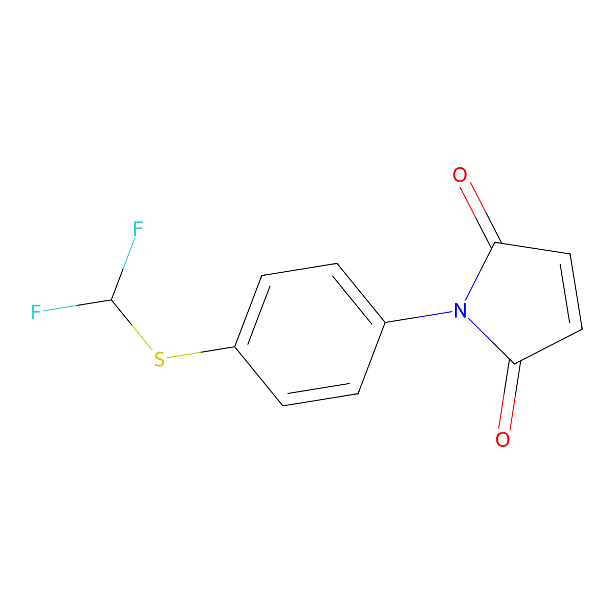 1-{4-[(difluoromethyl)sulfanyl]phenyl}-2,5-dihydro-1H-pyrrole-2,5-dione molecular structure, CAS 68255-71-0