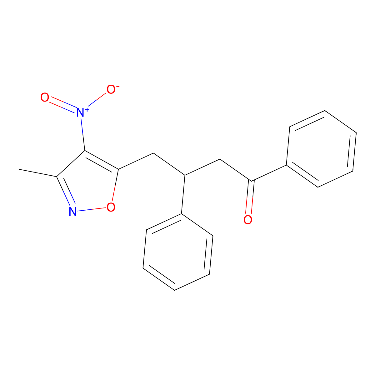 4-(3-Methyl-4-nitro-1,2-oxazol-5-yl)-1,3-diphenylbutan-1-one molecular structure, CAS 68257-70-5