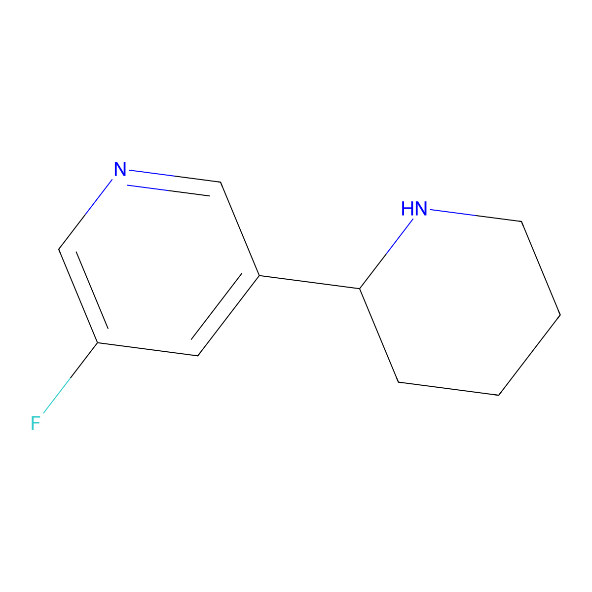 3-Fluoro-5-(piperidin-2-yl)pyridine molecular structure, CAS 68258-26-4