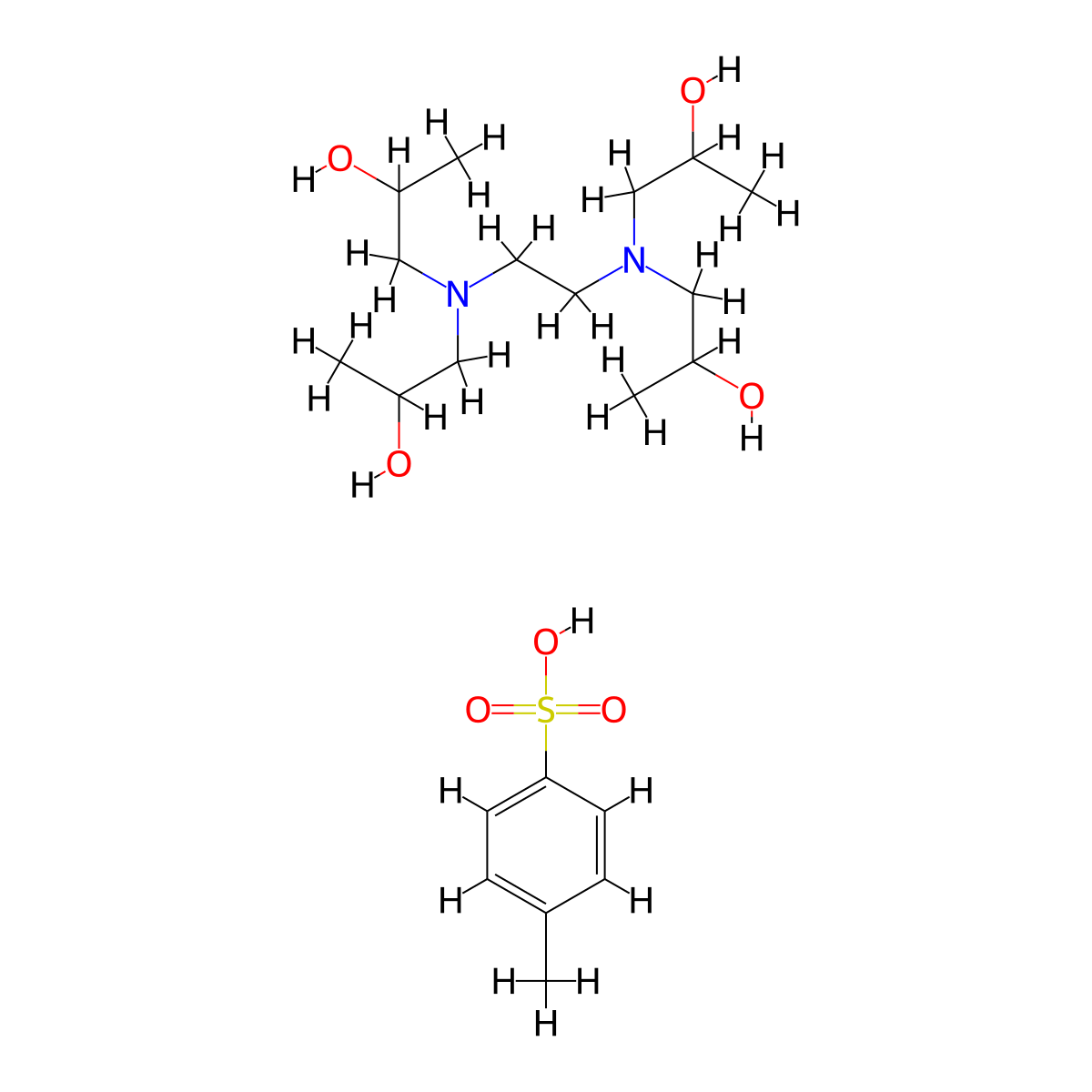 2-Propanol, 1,1',1'',1'''-(1,2-ethanediyldinitrilo)tetrakis-, 4-methylbenzenesulfonate (1:1) molecular structure, CAS 68258-71-9