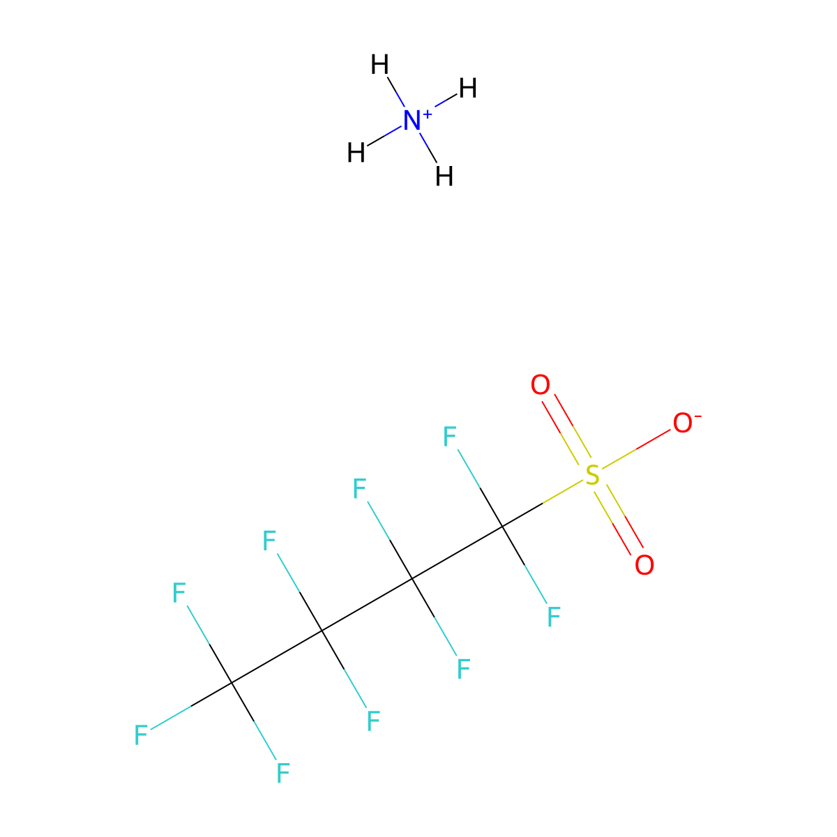 1-Butanesulfonic acid, 1,1,2,2,3,3,4,4,4-nonafluoro-, ammonium salt (1:1) molecular structure, CAS 68259-10-9