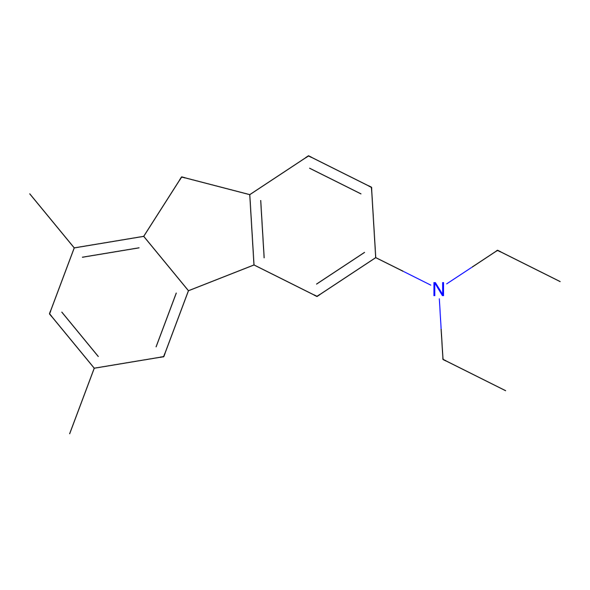 9H-Fluoren-3-amine, N,N-diethyl-6,8-dimethyl- molecular structure, CAS 68259-18-7