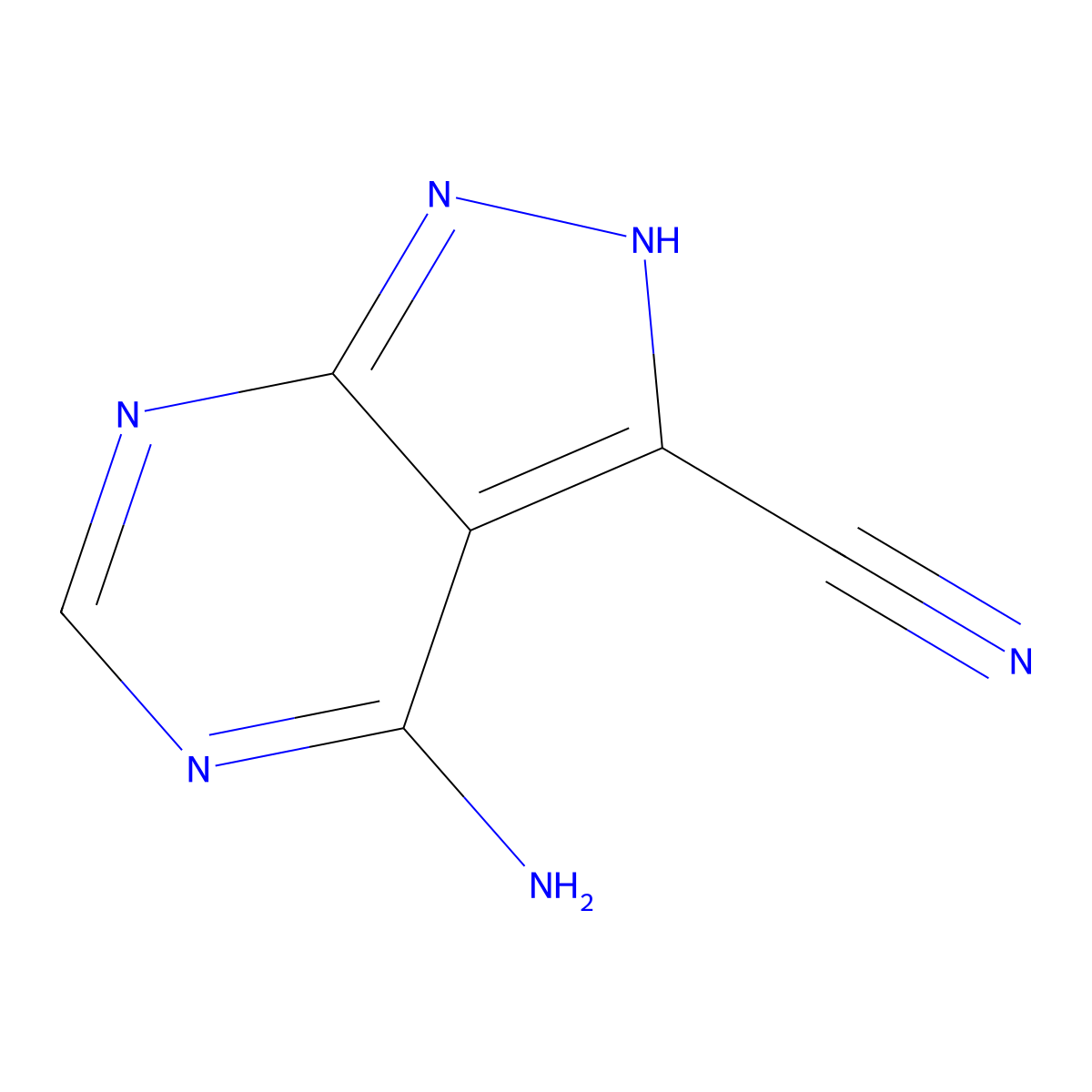 4-amino-1H-pyrazolo(3,4-d)pyrimidine-3-carbonitrile molecular structure, CAS 6826-96-6