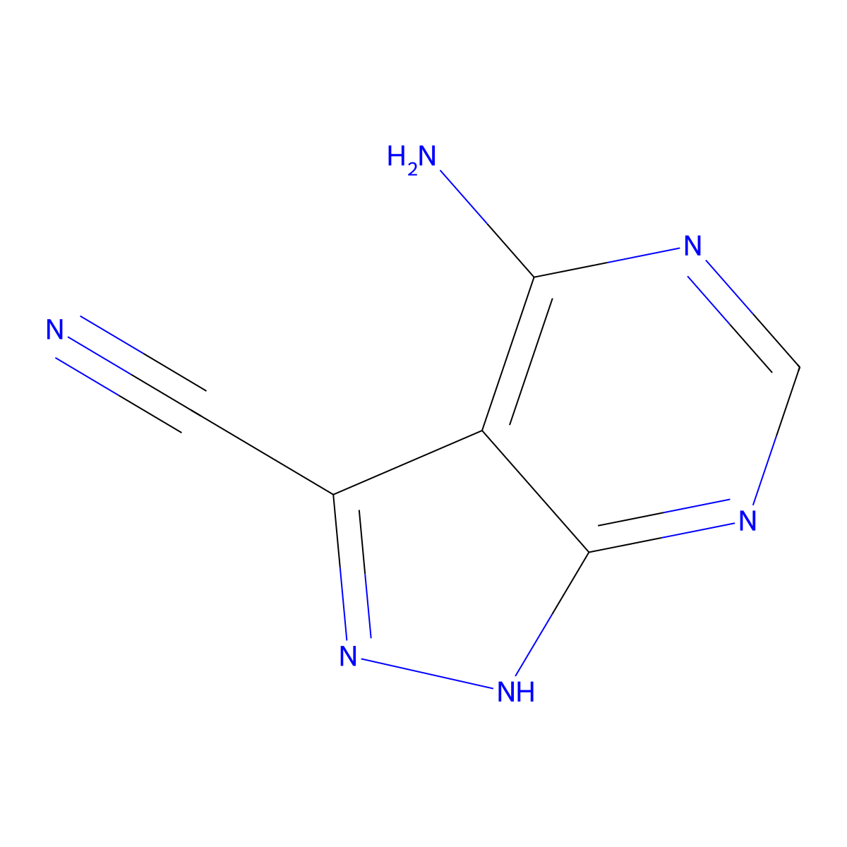4-amino-1H-pyrazolo(3,4-d)pyrimidine-3-carbonitrile molecular structure, CAS 6826-96-6