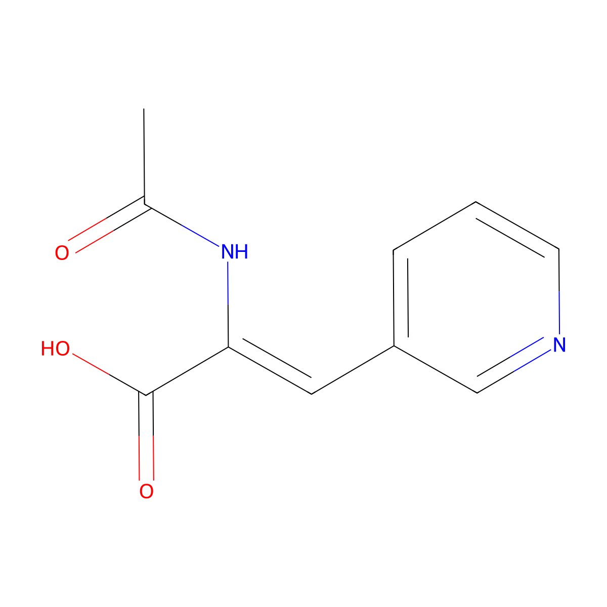 2-Propenoic acid, 2-(acetylamino)-3-(3-pyridinyl)-, (2Z)- molecular structure, CAS 68262-24-8