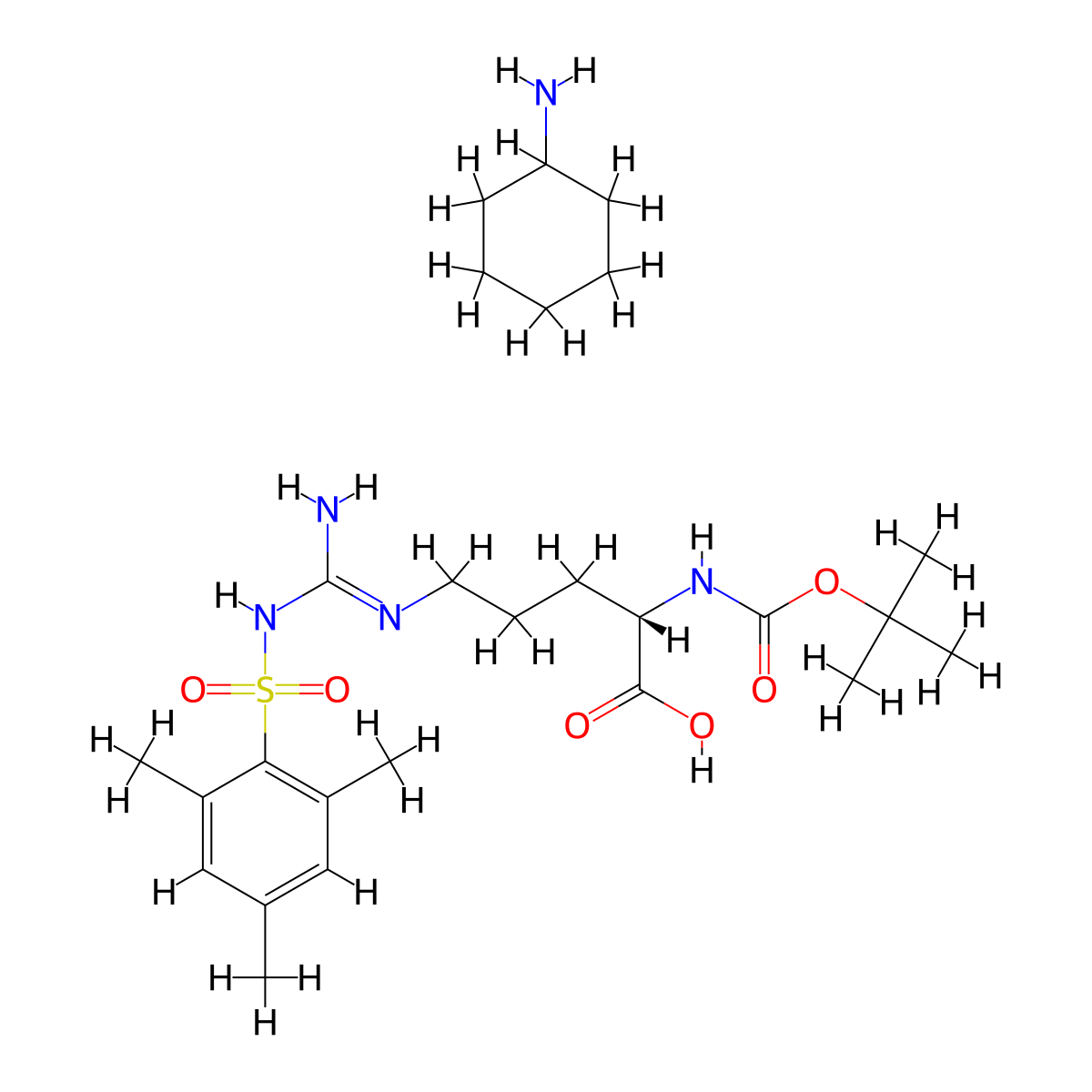 Boc-Arg(Mts)-OH cyclohexylammonium salt molecular structure, CAS 68262-72-6