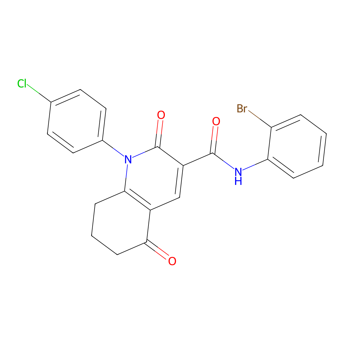 N-(2-bromophenyl)-1-(4-chlorophenyl)-2,5-dioxo-7,8-dihydro-6H-quinoline-3-carboxamide molecular structure, CAS 6827-42-5