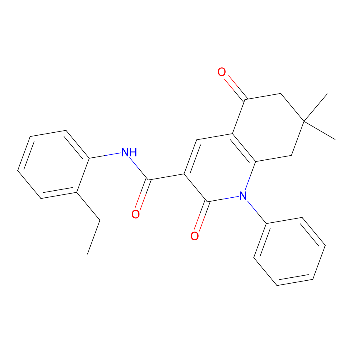 N-(2-ethylphenyl)-7,7-dimethyl-2,5-dioxo-1-phenyl-6,8-dihydroquinoline-3-carboxamide molecular structure, CAS 6827-43-6