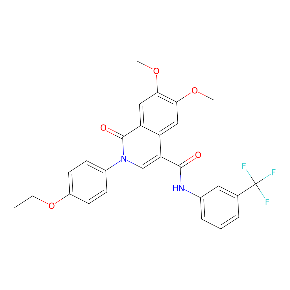 2-(4-ethoxyphenyl)-6,7-dimethoxy-1-oxo-N-[3-(trifluoromethyl)phenyl]isoquinoline-4-carboxamide molecular structure, CAS 6827-88-9