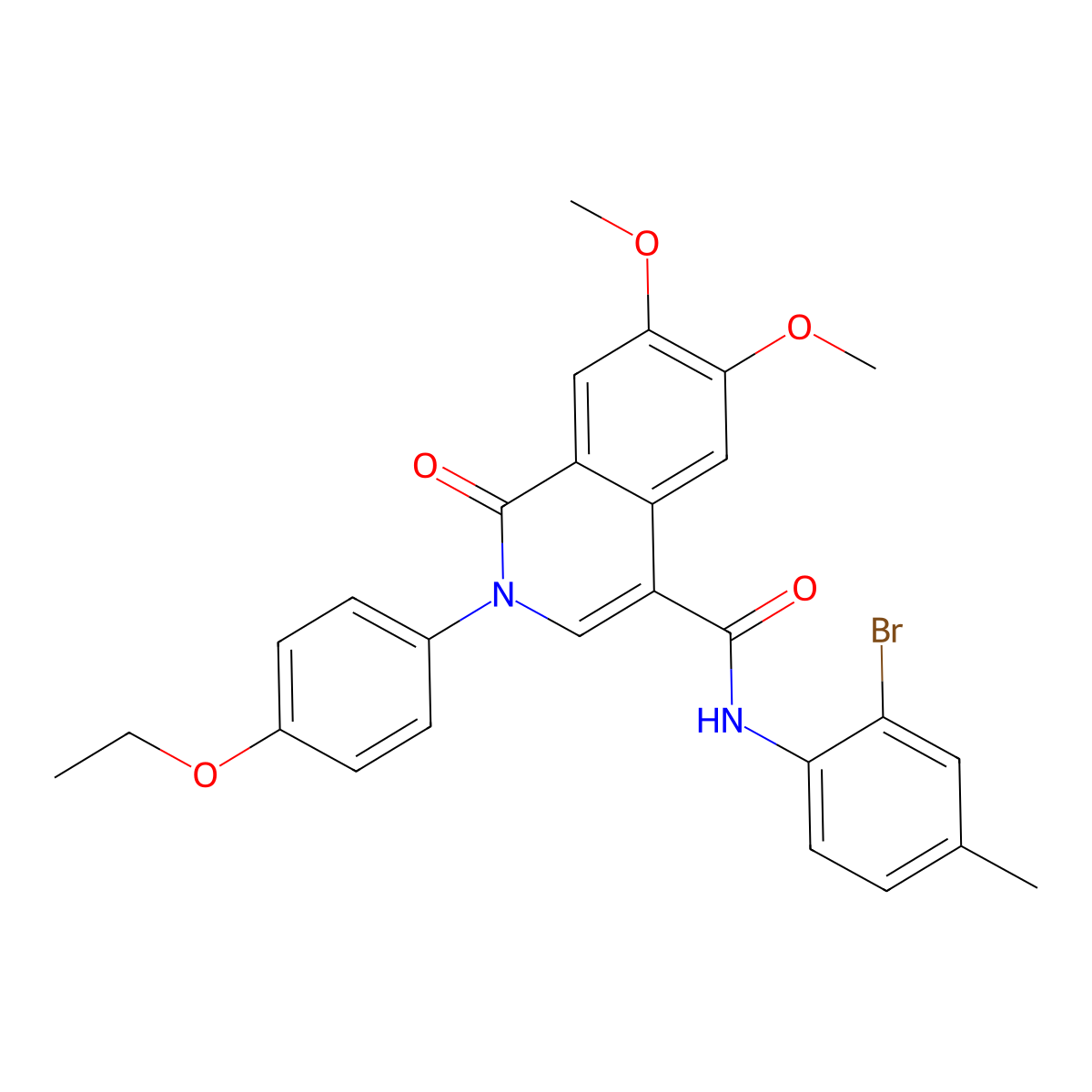 N-(2-bromo-4-methylphenyl)-2-(4-ethoxyphenyl)-6,7-dimethoxy-1-oxoisoquinoline-4-carboxamide molecular structure, CAS 6827-89-0