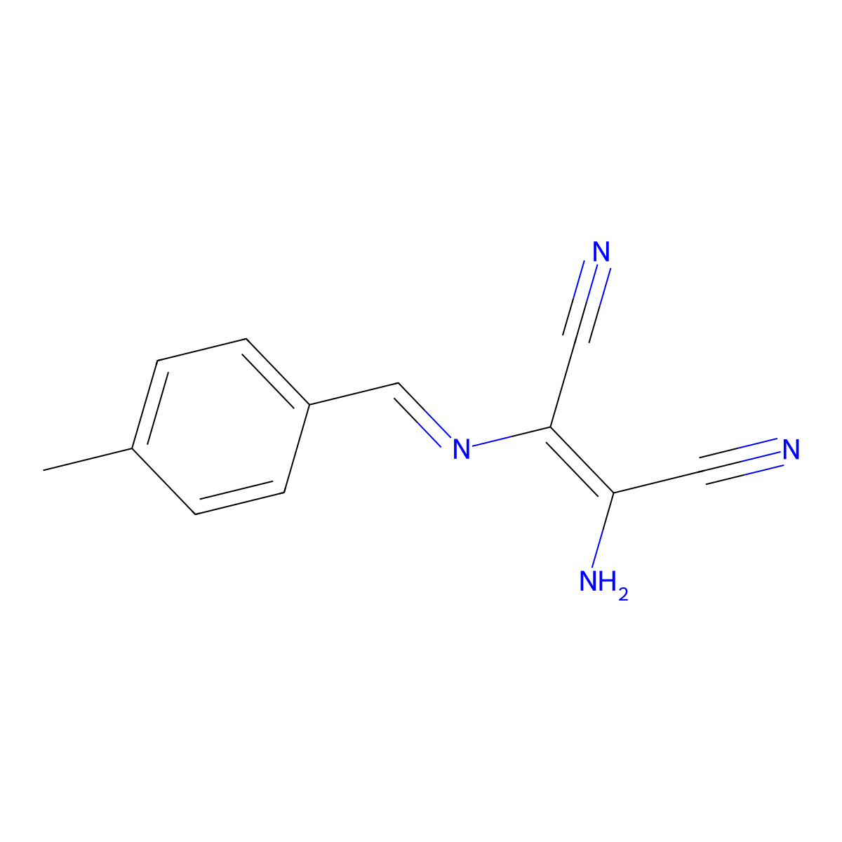 2-Amino-3-(p-tolylmethyleneamino)but-2-enedinitrile molecular structure, CAS 68271-02-3