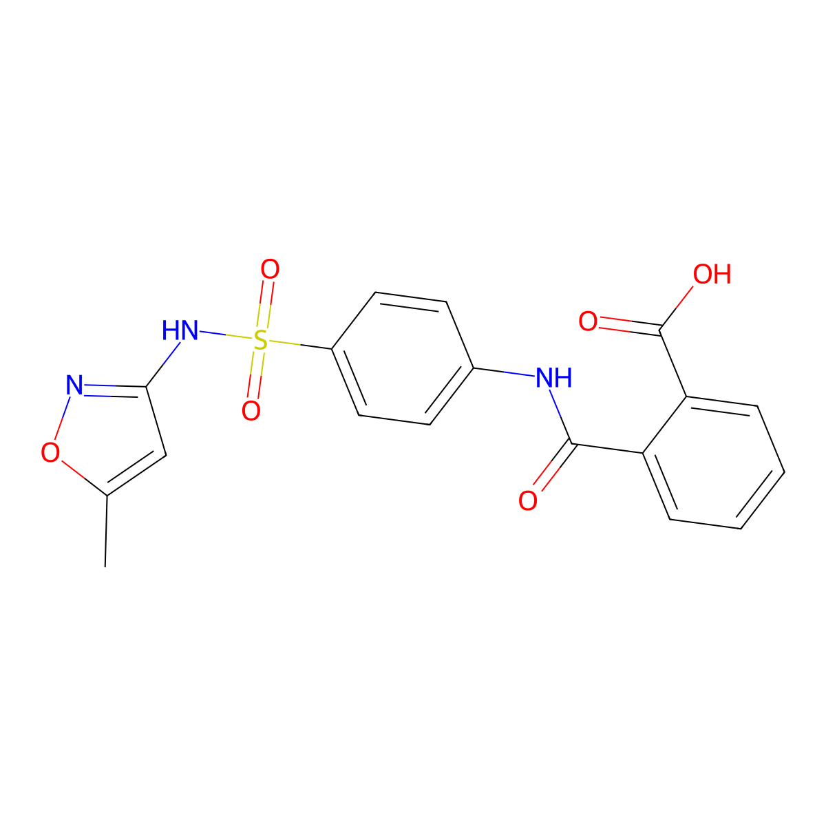 2-({4-[(5-Methyl-1,2-oxazol-3-yl)sulfamoyl]phenyl}carbamoyl)benzoic acid molecular structure, CAS 68274-44-2