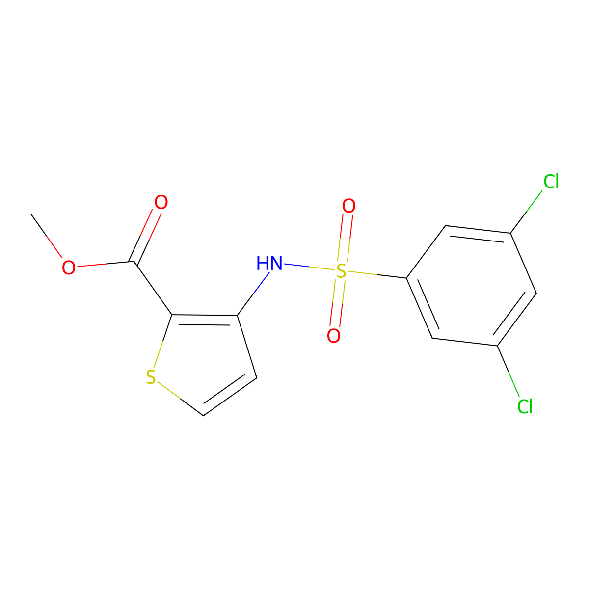Methyl 3-[[(3,5-dichlorophenyl)sulfonyl]amino]-2-thiophenecarboxylate molecular structure, CAS 682741-23-7