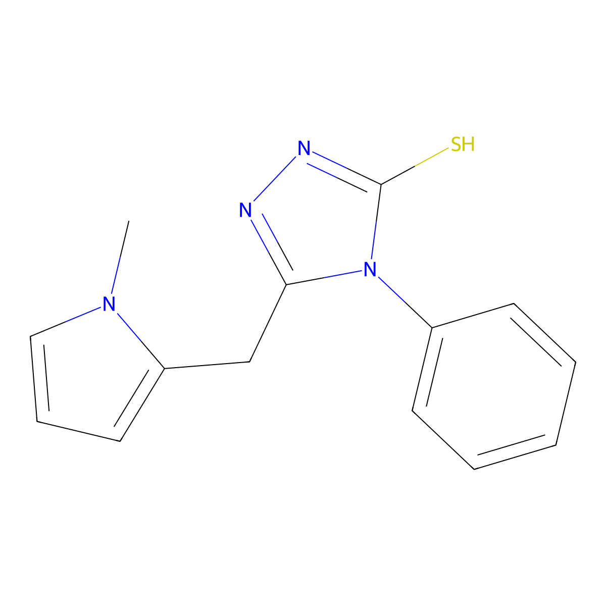 3-[(1-methylpyrrol-2-yl)methyl]-4-phenyl-1H-1,2,4-triazole-5-thione molecular structure, CAS 682745-47-7