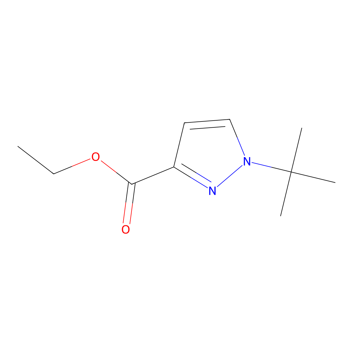 ethyl 1-tert-butyl-1H-pyrazole-3-carboxylate molecular structure, CAS 682757-49-9