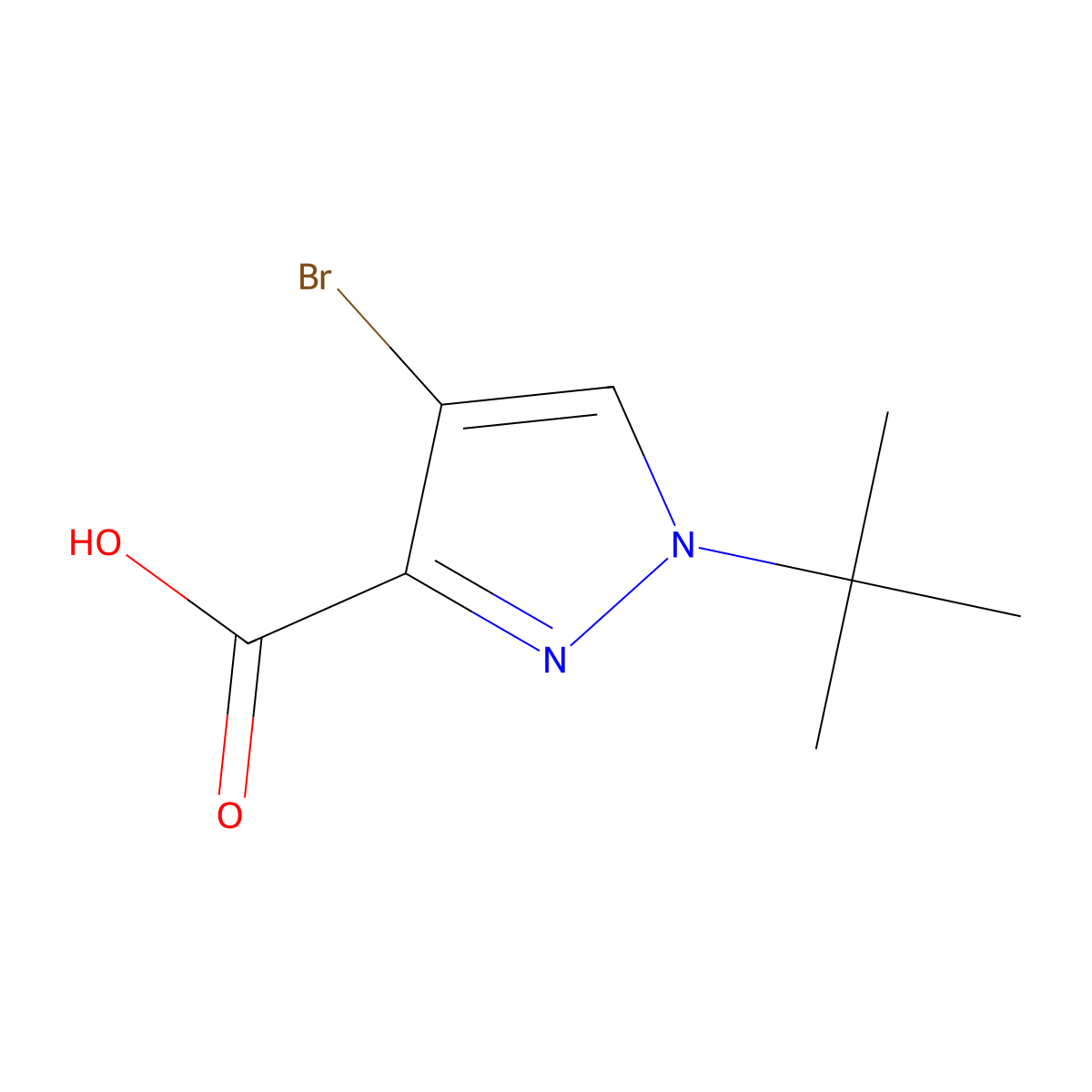 4-Bromo-1-(1,1-dimethylethyl)-1H-pyrazole-3-carboxylic acid molecular structure, CAS 682757-51-3