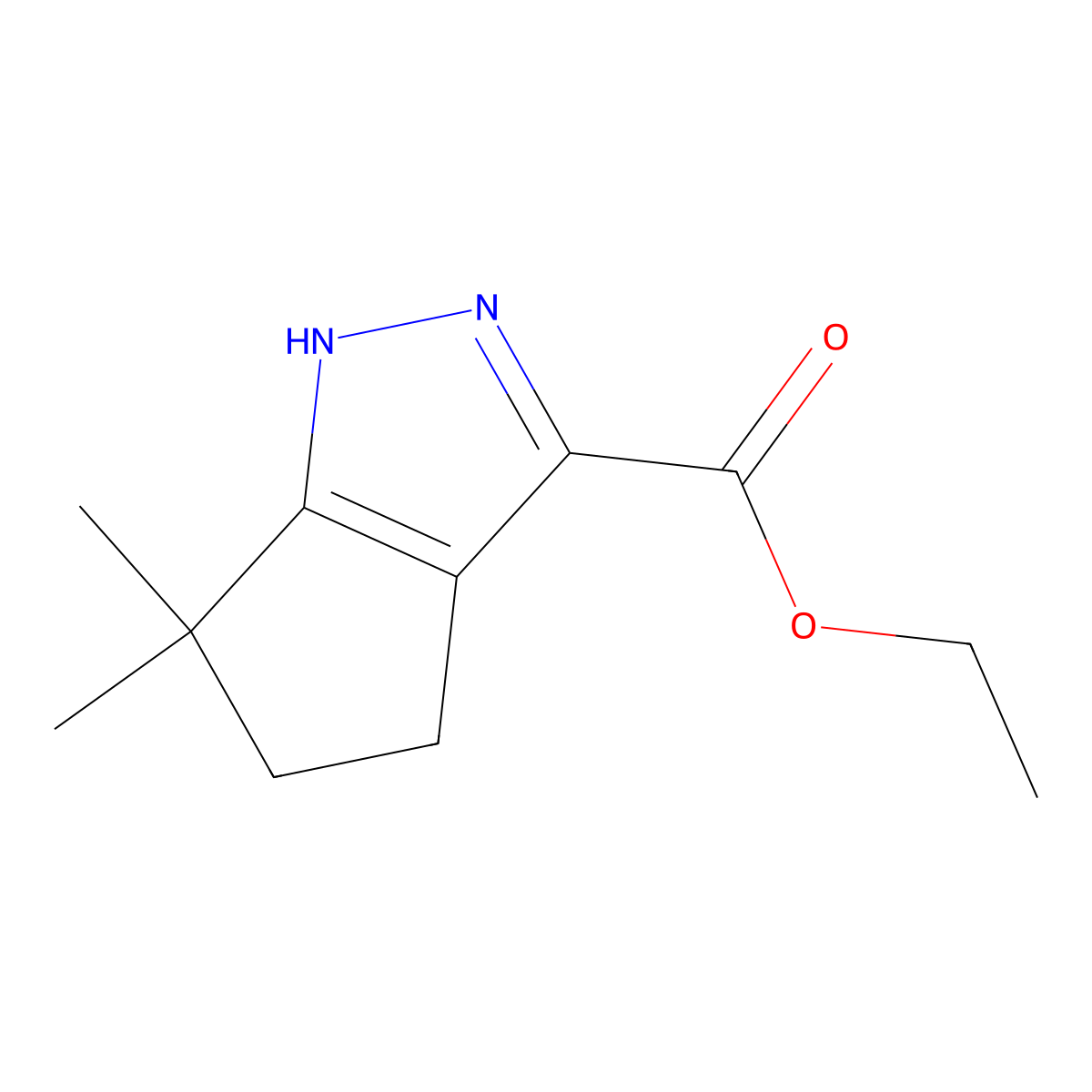 6,6-Dimethyl-1,4,5,6-tetrahydrocyclopentapyrazole-3-carboxylic acid ethyl ester molecular structure, CAS 682757-79-5