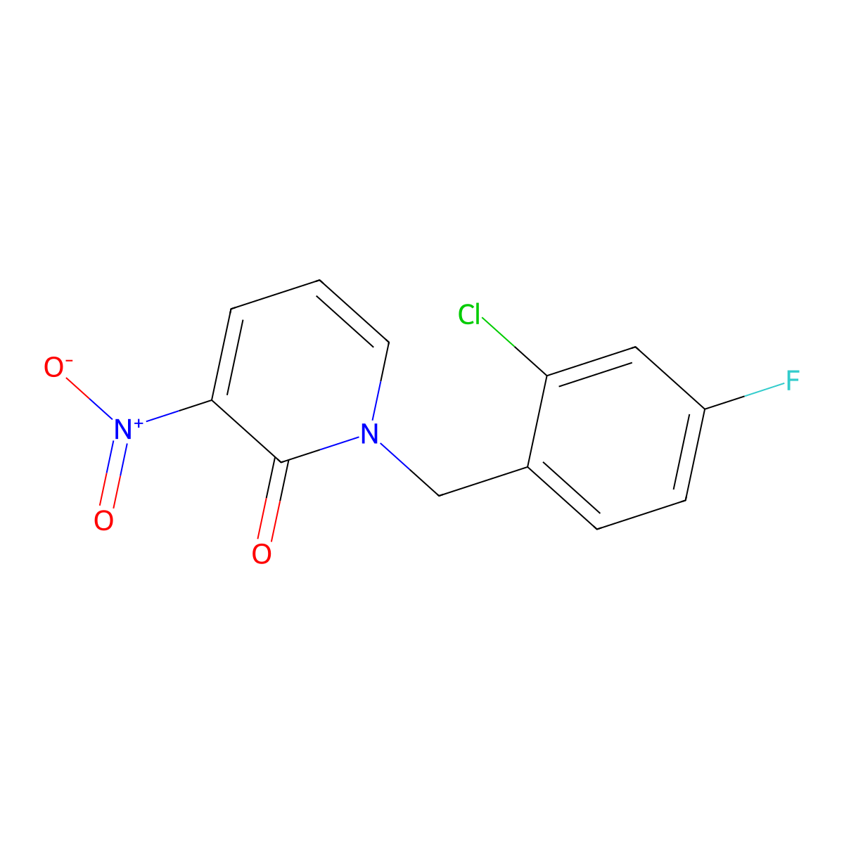 1-(2-chloro-4-fluorobenzyl)-3-nitropyridin-2(1H)-one molecular structure, CAS 682759-19-9
