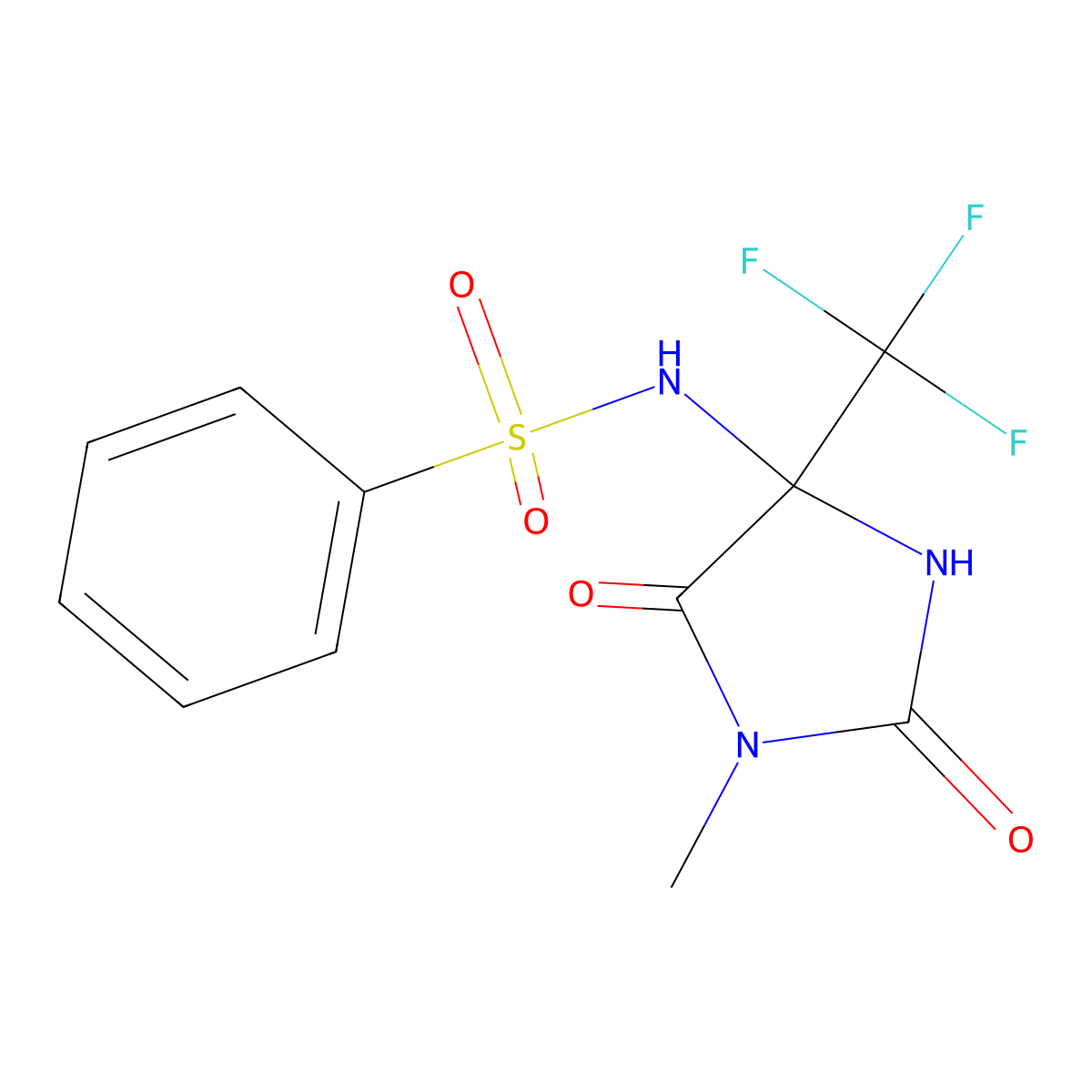 N-[1-methyl-2,5-dioxo-4-(trifluoromethyl)imidazolidin-4-yl]benzenesulfonamide molecular structure, CAS 682759-30-4