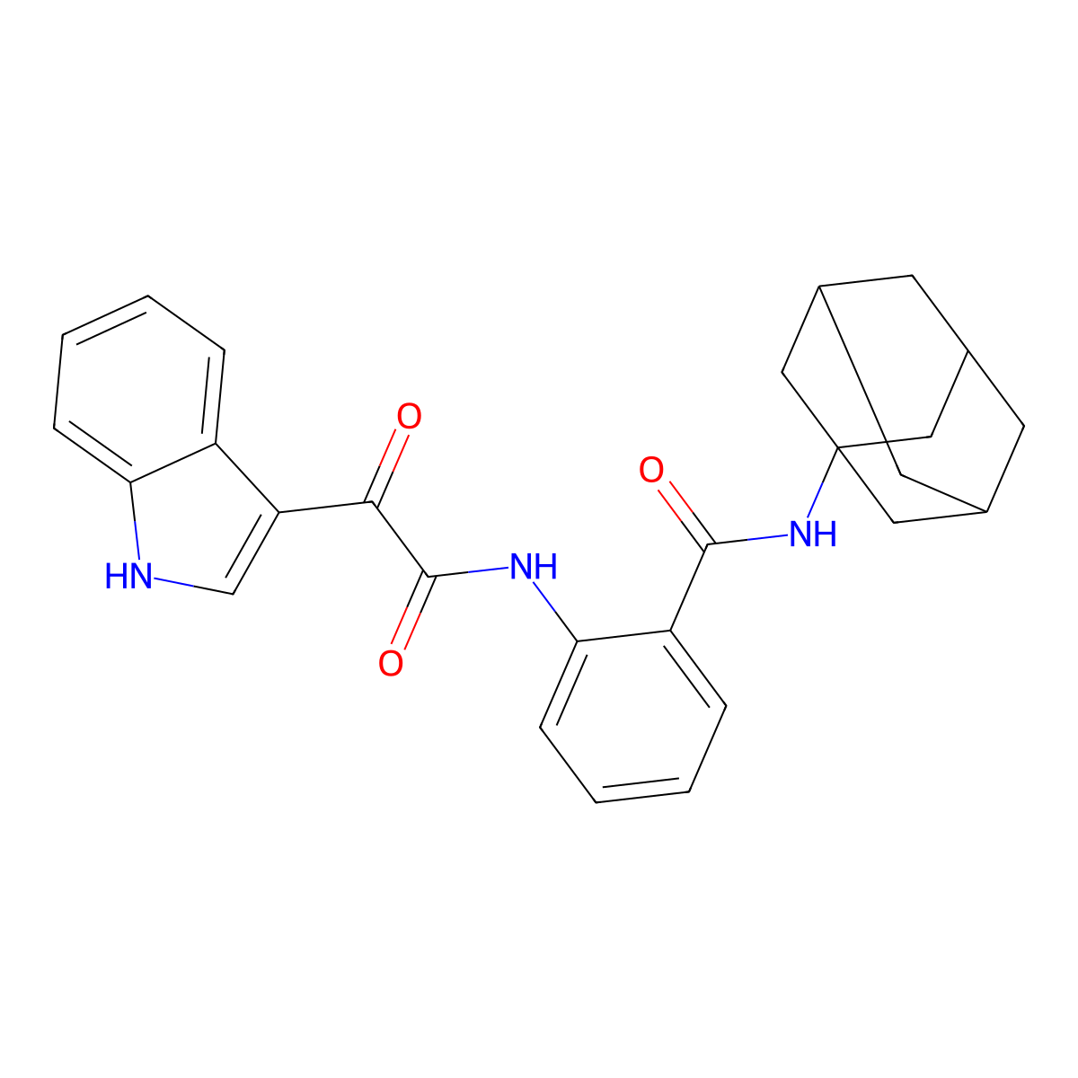 N-(1-adamantyl)-2-[[2-(1H-indol-3-yl)-2-oxoacetyl]amino]benzamide molecular structure, CAS 682759-35-9