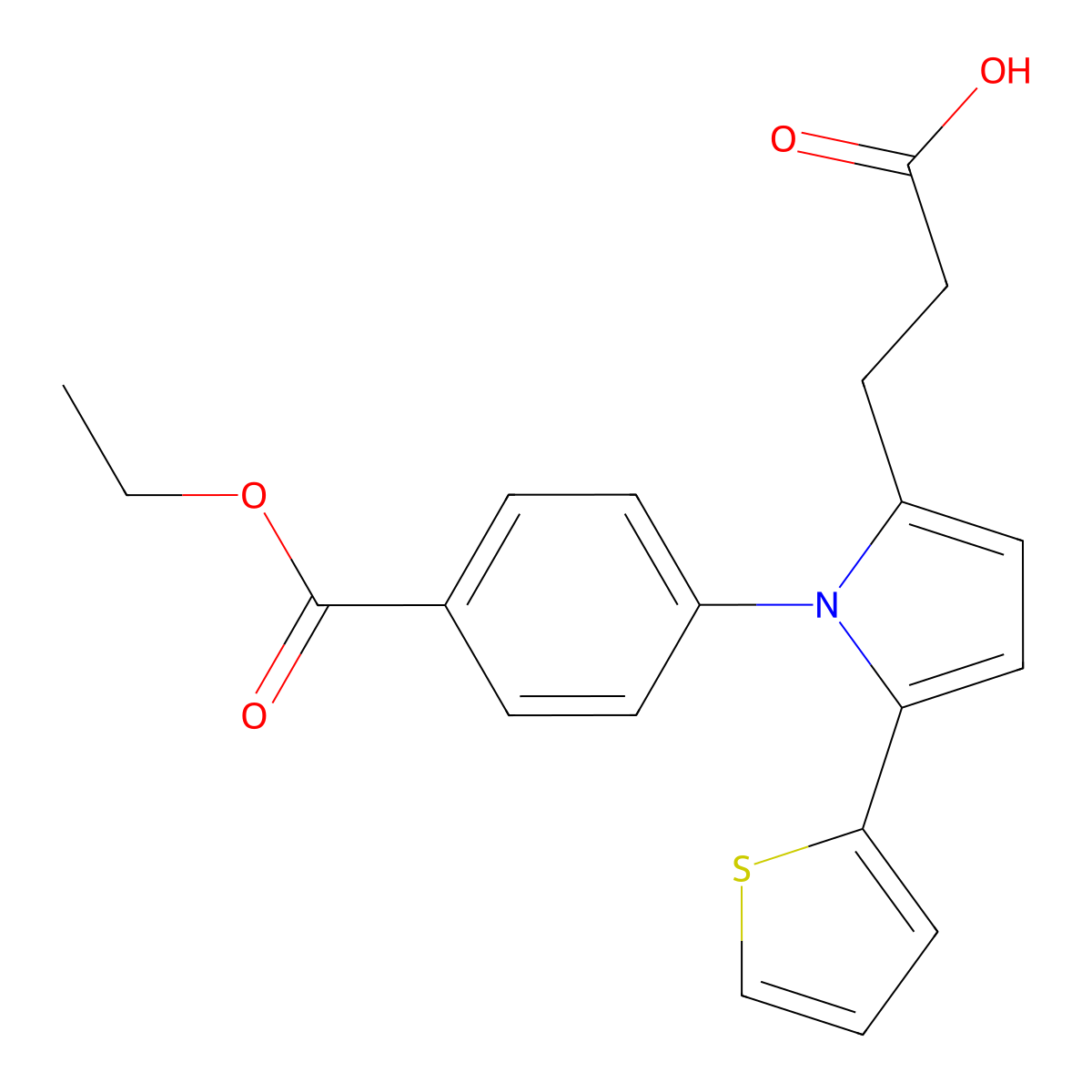 3-{1-[4-(ethoxycarbonyl)phenyl]-5-(thiophen-2-yl)-1H-pyrrol-2-yl}propanoic acid molecular structure, CAS 682759-81-5