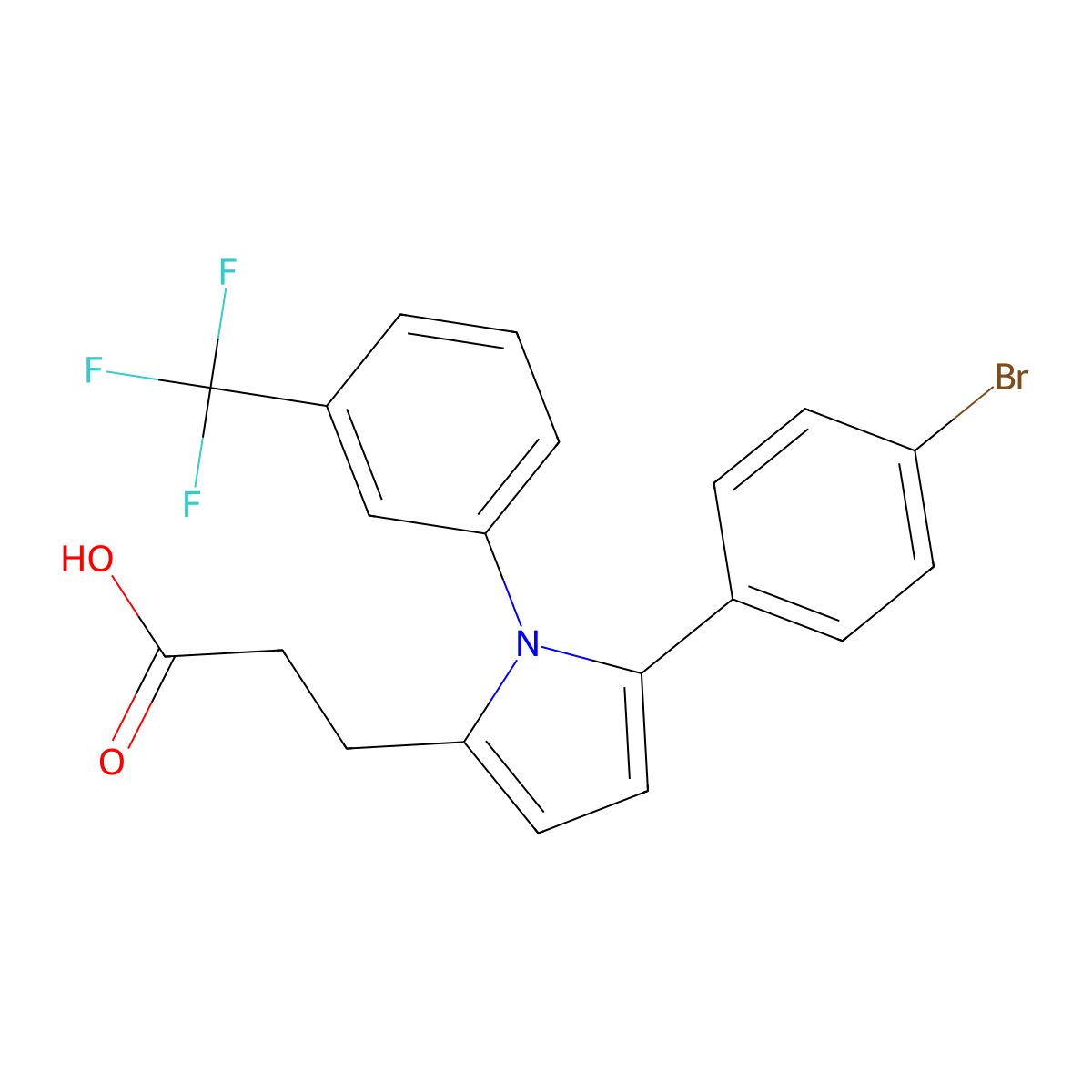 3-{5-(4-bromophenyl)-1-[3-(trifluoromethyl)phenyl]-1H-pyrrol-2-yl}propanoic acid molecular structure, CAS 682759-83-7
