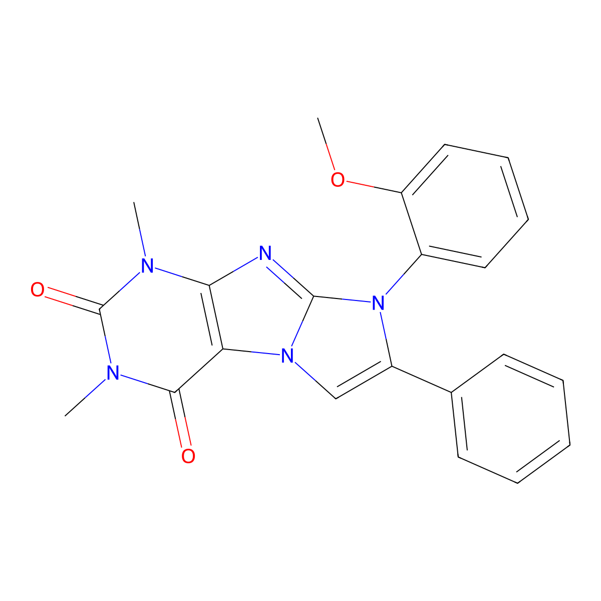 8-(2-methoxyphenyl)-1,3-dimethyl-7-phenyl-1H-imidazo[2,1-f]purine-2,4(3H,8H)-dione molecular structure, CAS 682761-92-8