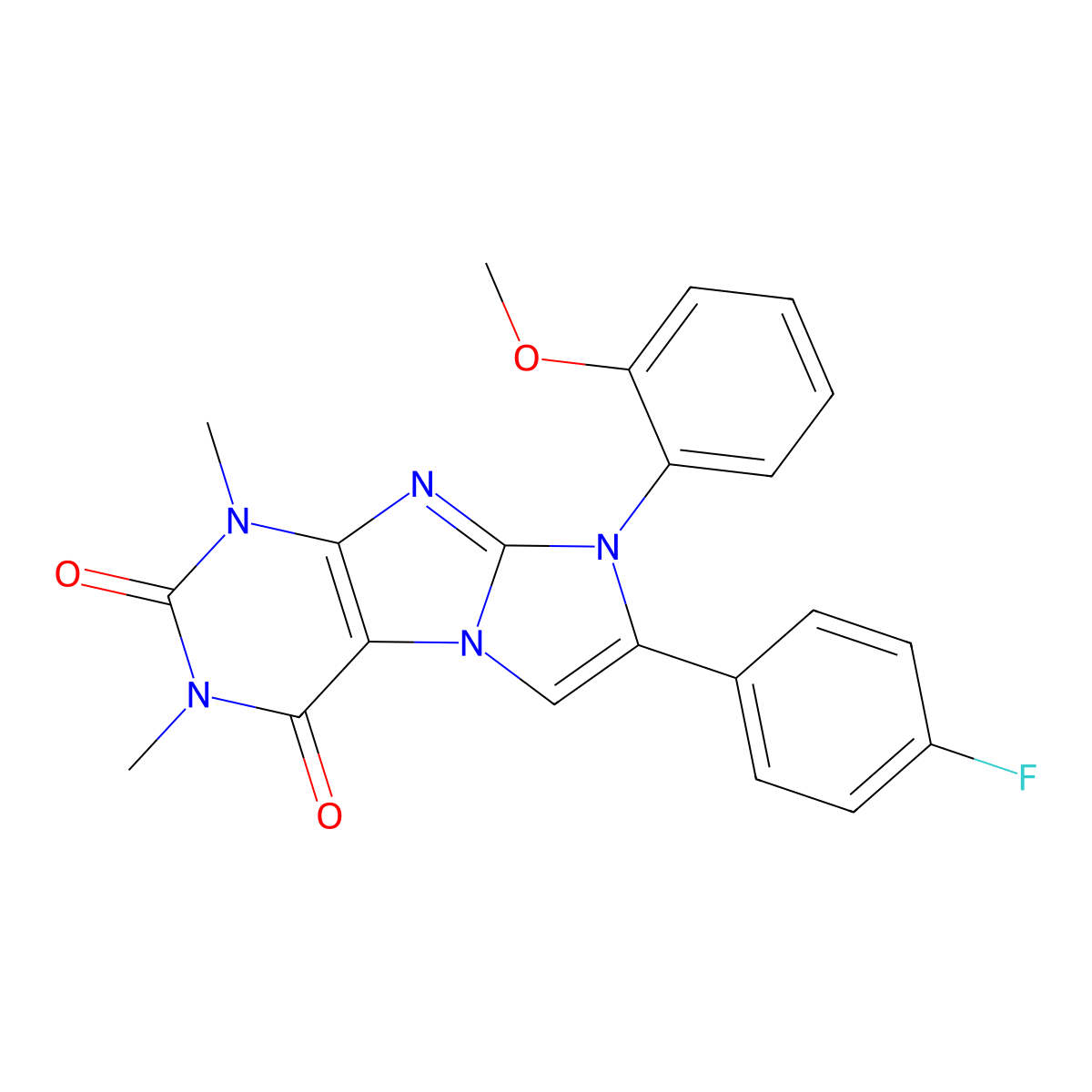 7-(4-Fluorophenyl)-6-(2-methoxyphenyl)-2,4-dimethylpurino[7,8-a]imidazole-1,3-dione molecular structure, CAS 682761-93-9