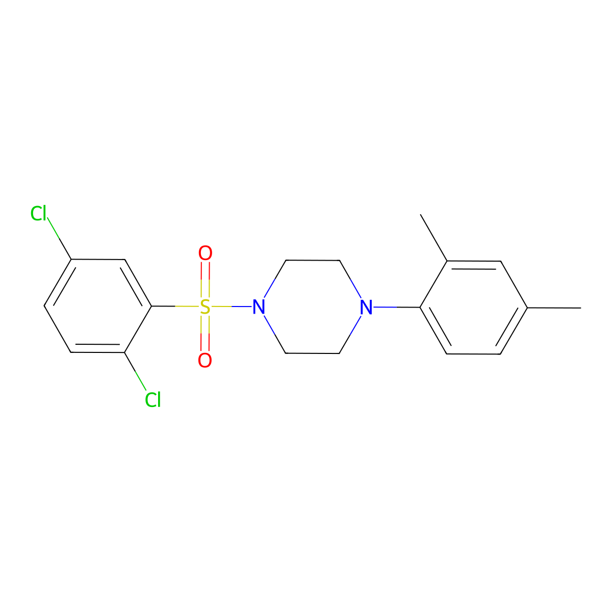 1-(2,5-Dichlorobenzenesulfonyl)-4-(2,4-dimethylphenyl)piperazine molecular structure, CAS 682762-28-3