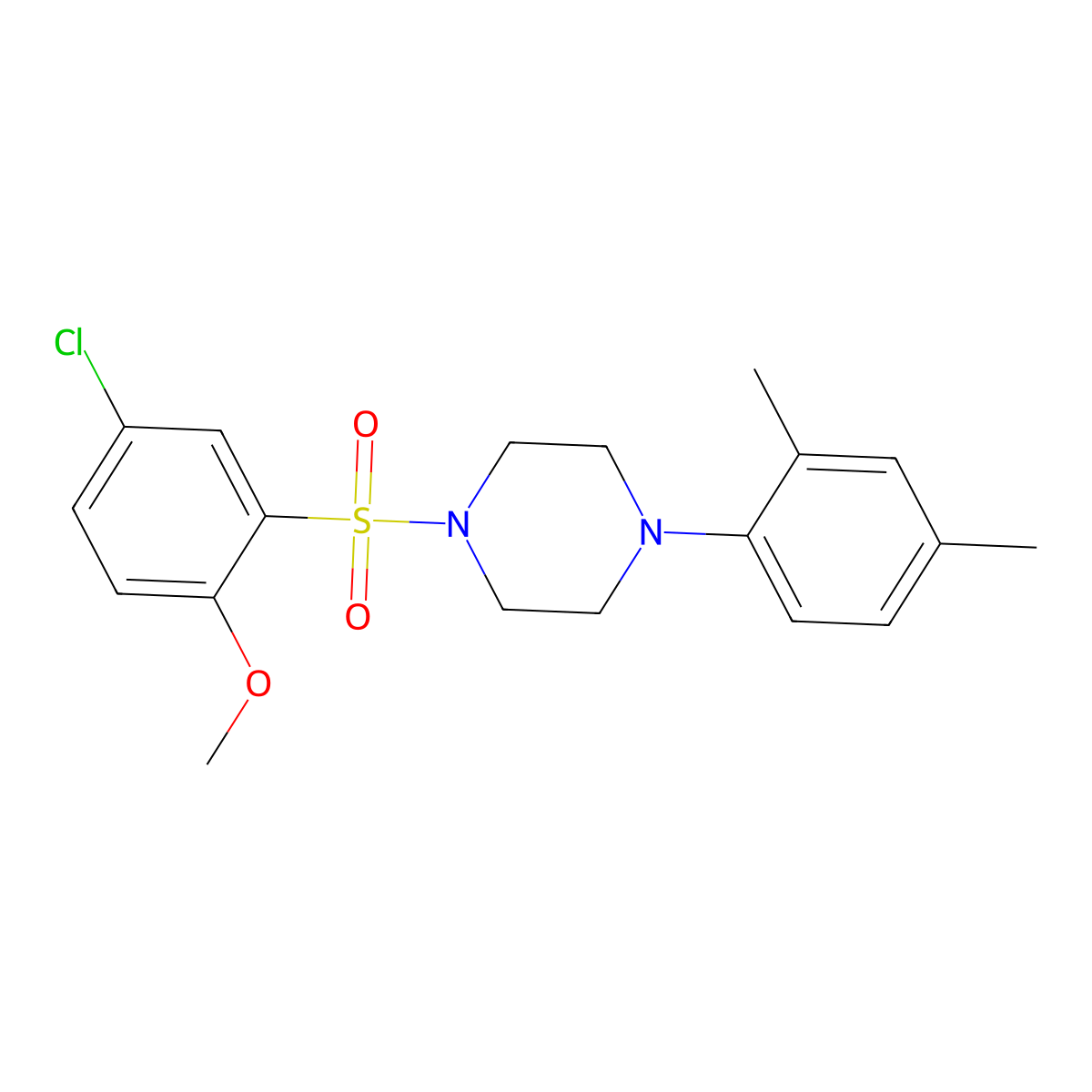1-[(5-Chloro-2-methoxyphenyl)sulfonyl]-4-(2,4-dimethylphenyl)piperazine molecular structure, CAS 682762-35-2