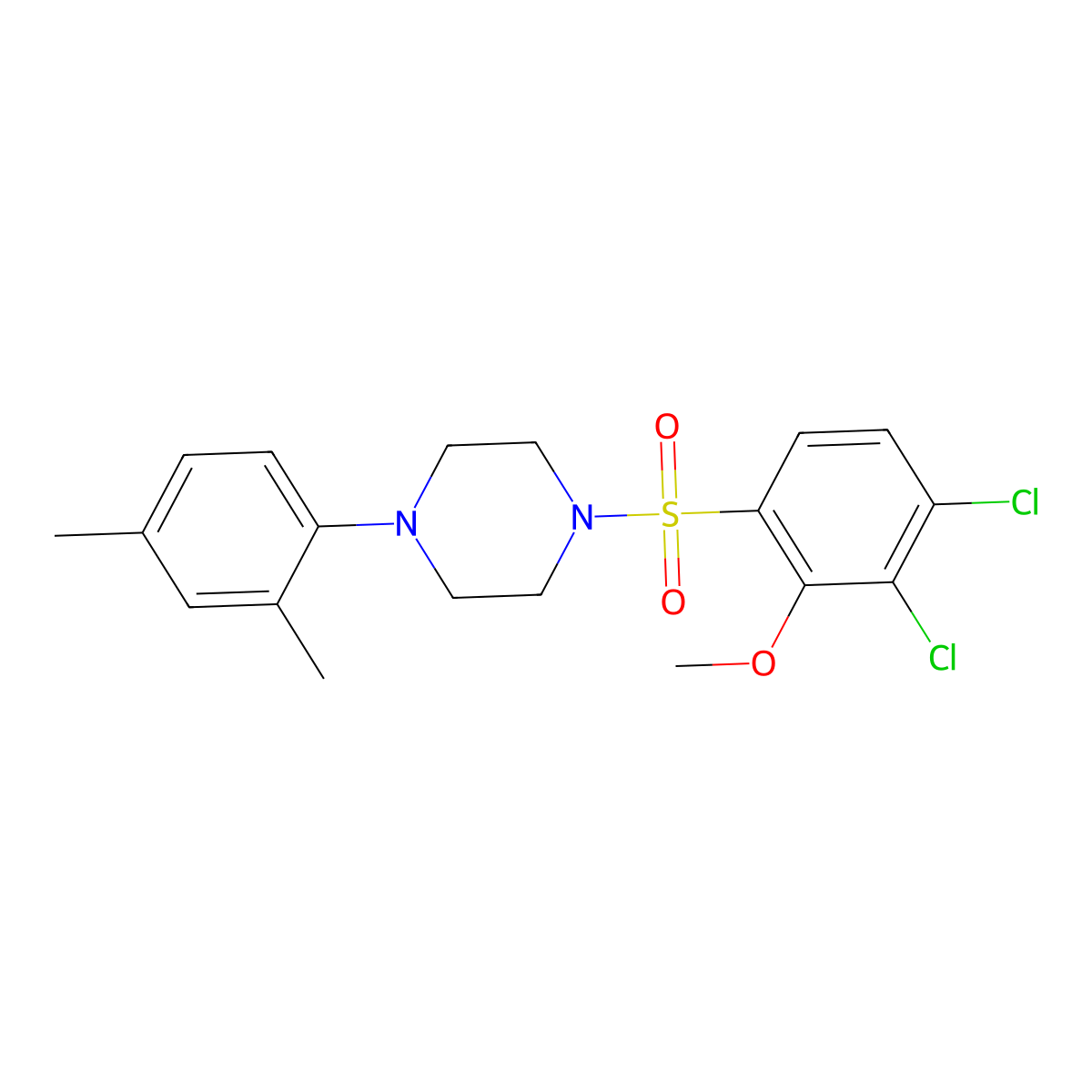 1-(3,4-Dichloro-2-methoxybenzenesulfonyl)-4-(2,4-dimethylphenyl)piperazine molecular structure, CAS 682762-36-3