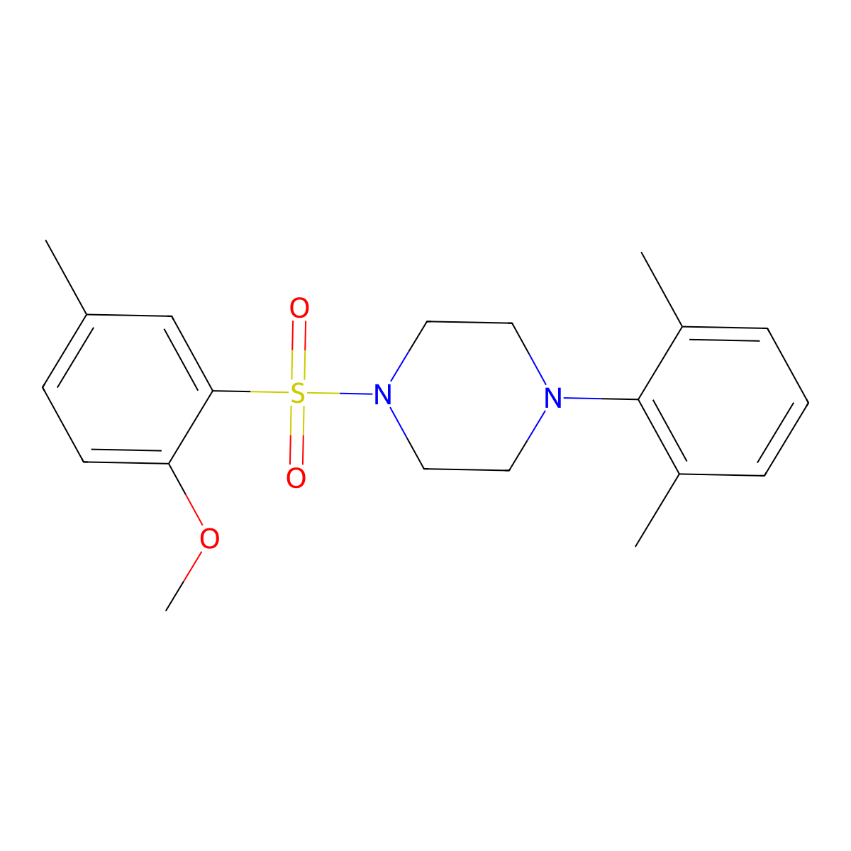 1-(2,6-Dimethylphenyl)-4-[(2-methoxy-5-methylphenyl)sulfonyl]piperazine molecular structure, CAS 682762-39-6