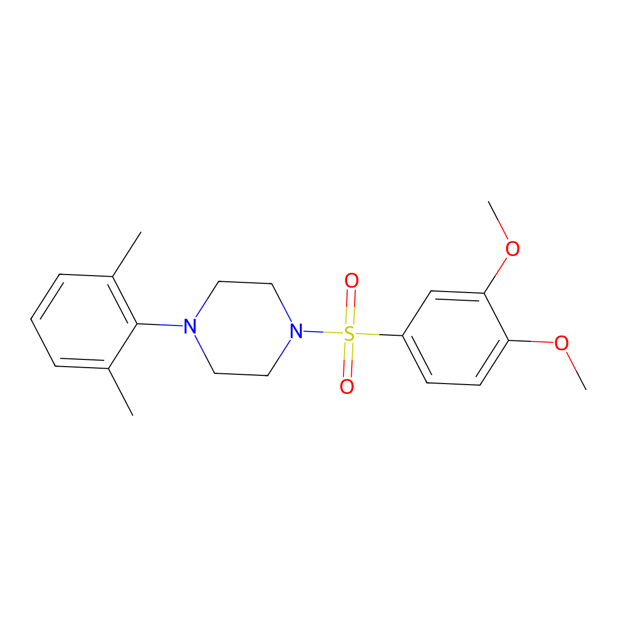 1-(3,4-Dimethoxyphenyl)sulfonyl-4-(2,6-dimethylphenyl)piperazine molecular structure, CAS 682762-62-5