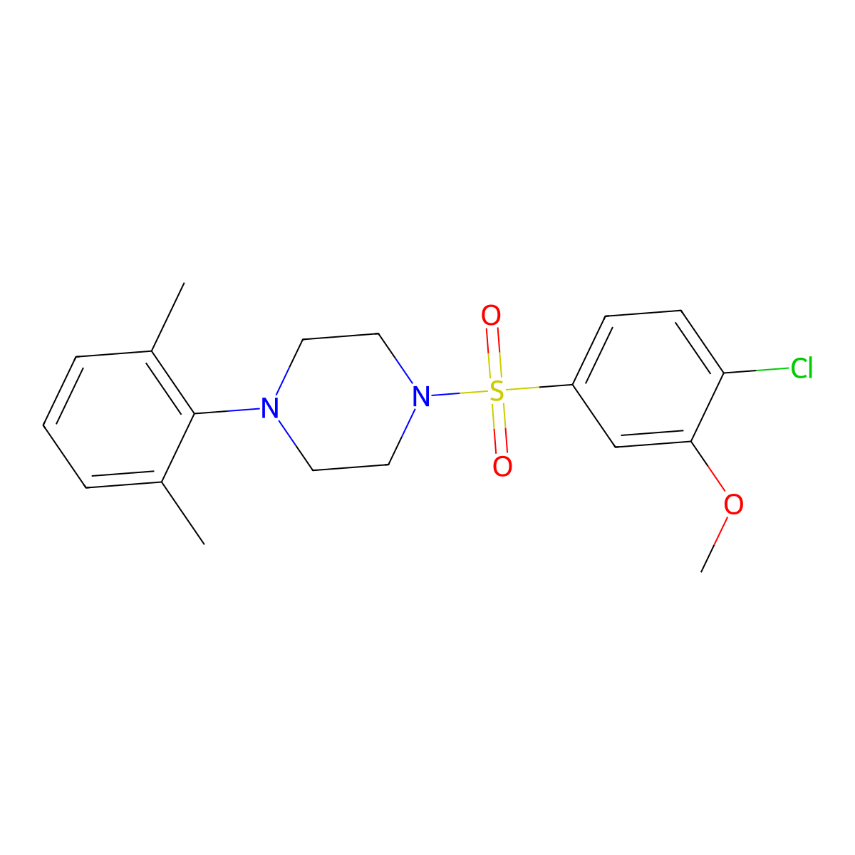 1-(4-Chloro-3-methoxybenzenesulfonyl)-4-(2,6-dimethylphenyl)piperazine molecular structure, CAS 682762-63-6