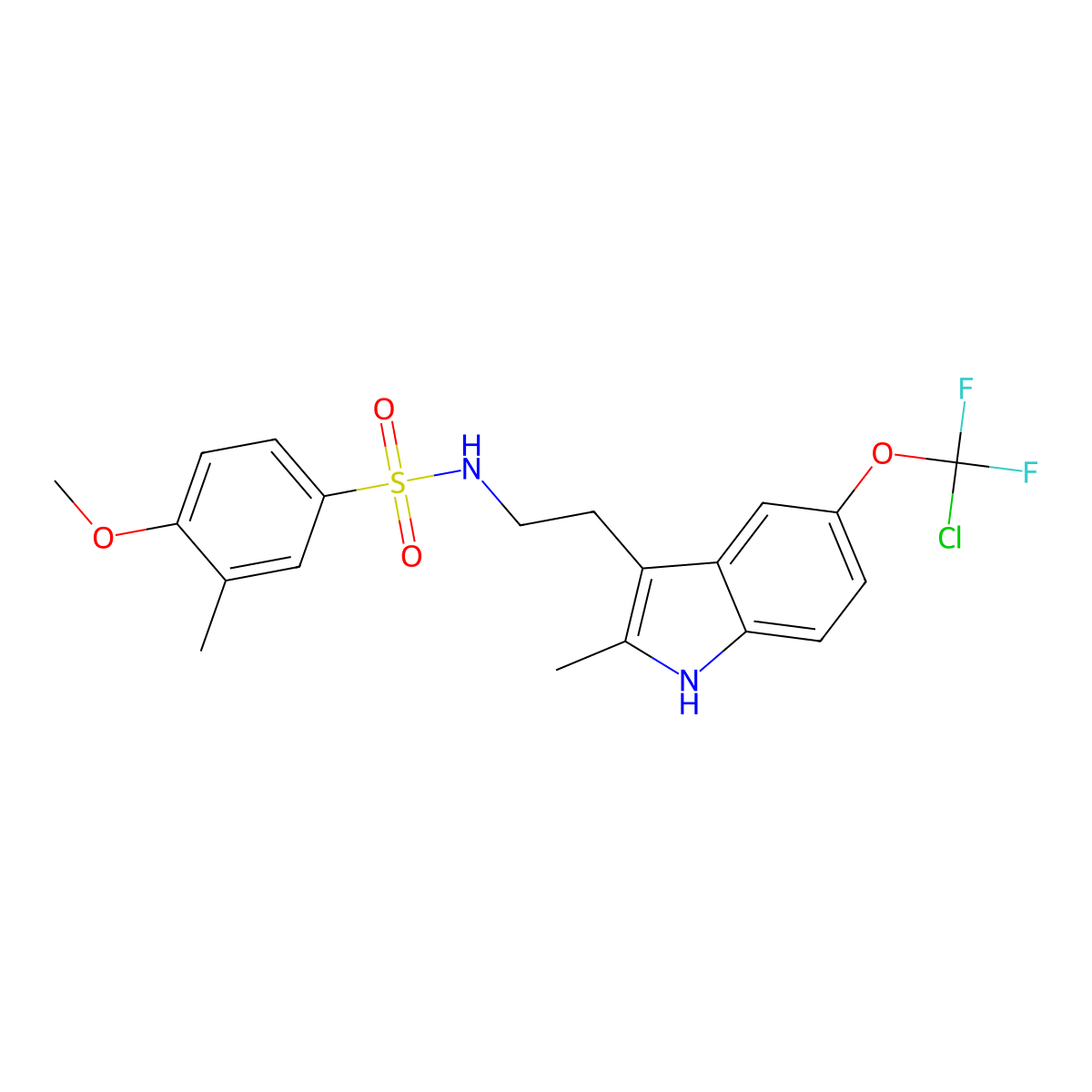 N-(2-{5-[chloro(difluoro)methoxy]-2-methyl-1H-indol-3-yl}ethyl)-4-methoxy-3-methylbenzenesulfonamide molecular structure, CAS 682762-67-0