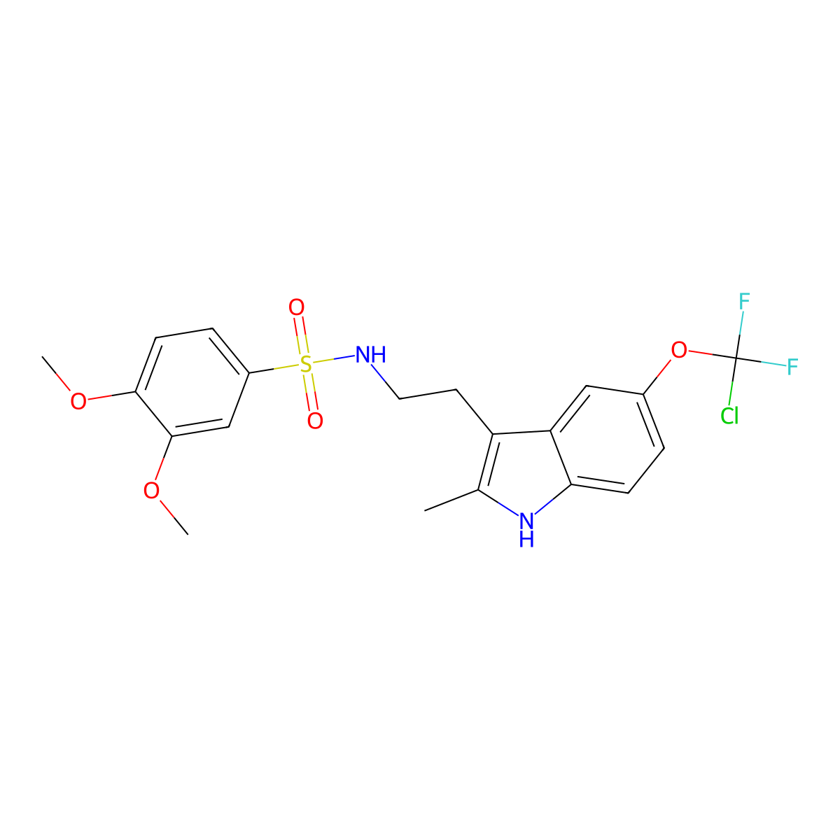 N-(2-{5-[chloro(difluoro)methoxy]-2-methyl-1H-indol-3-yl}ethyl)-3,4-dimethoxybenzenesulfonamide molecular structure, CAS 682762-68-1
