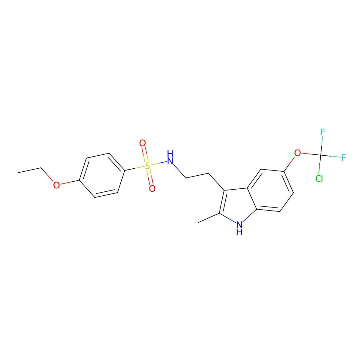N-(2-{5-[chloro(difluoro)methoxy]-2-methyl-1H-indol-3-yl}ethyl)-4-ethoxybenzenesulfonamide molecular structure, CAS 682762-69-2