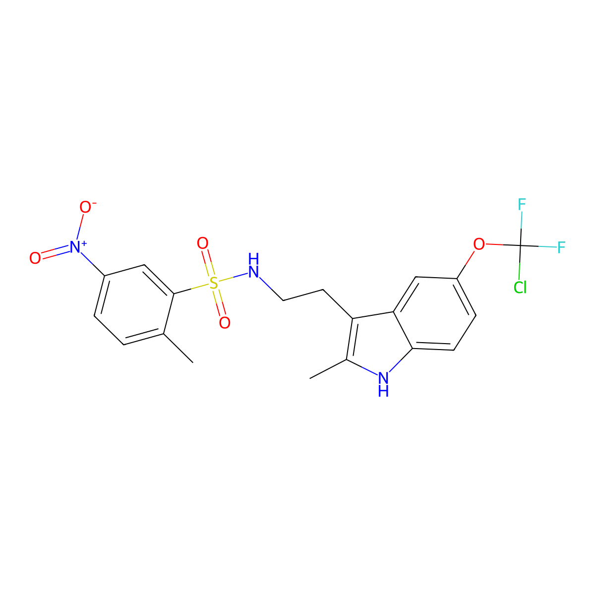 N-{2-[5-(chlorodifluoromethoxy)-2-methyl-1H-indol-3-yl]ethyl}-2-methyl-5-nitrobenzene-1-sulfonamide molecular structure, CAS 682762-70-5