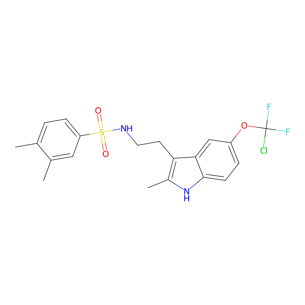 N-(2-{5-[chloro(difluoro)methoxy]-2-methyl-1H-indol-3-yl}ethyl)-3,4-dimethylbenzenesulfonamide molecular structure, CAS 682762-73-8
