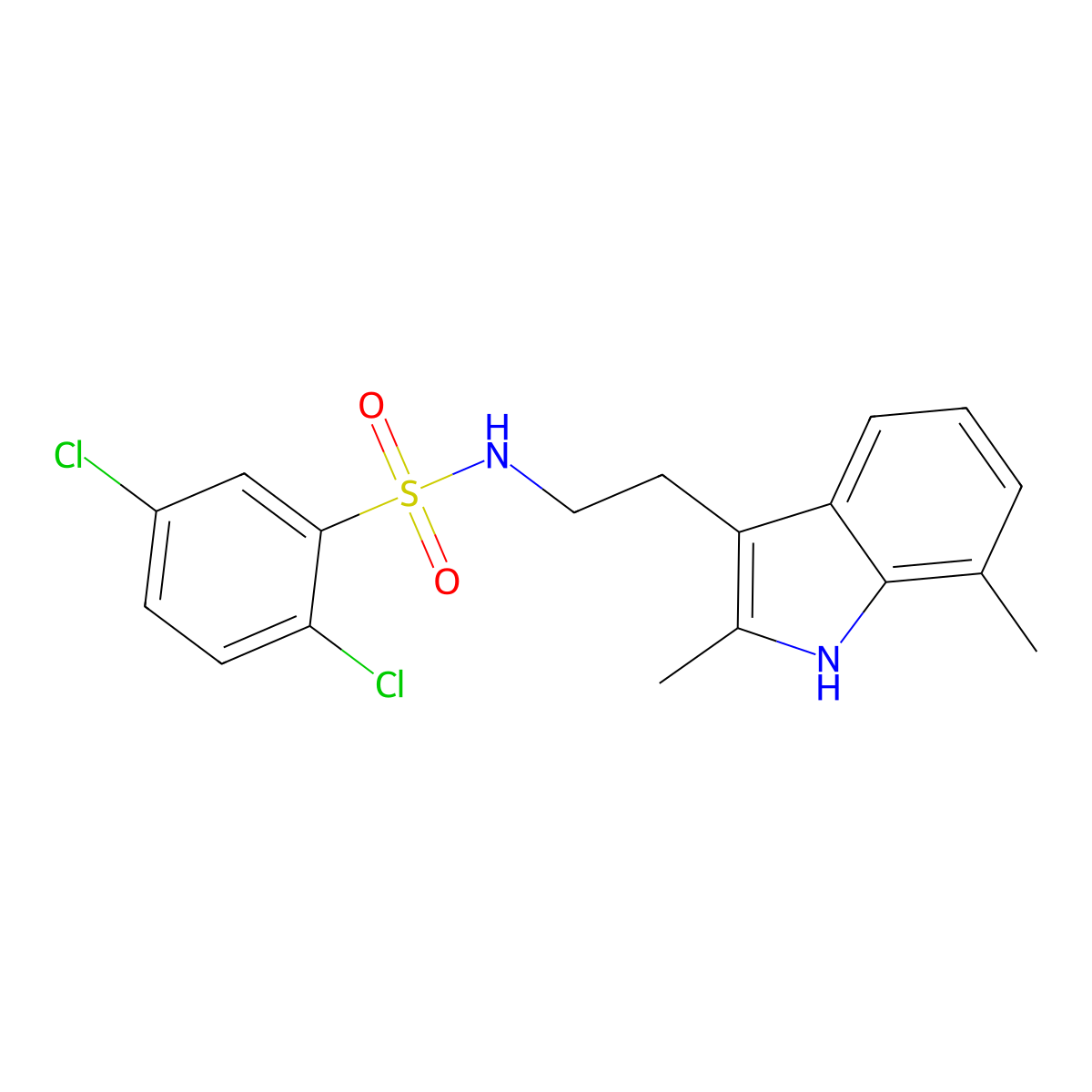 2,5-dichloro-N-[2-(2,7-dimethyl-1H-indol-3-yl)ethyl]benzenesulfonamide molecular structure, CAS 682762-78-3