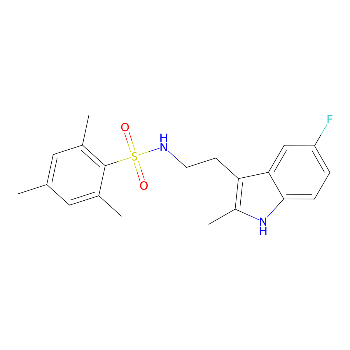 N-[2-(5-fluoro-2-methyl-1H-indol-3-yl)ethyl]-2,4,6-trimethylbenzene-1-sulfonamide molecular structure, CAS 682762-87-4