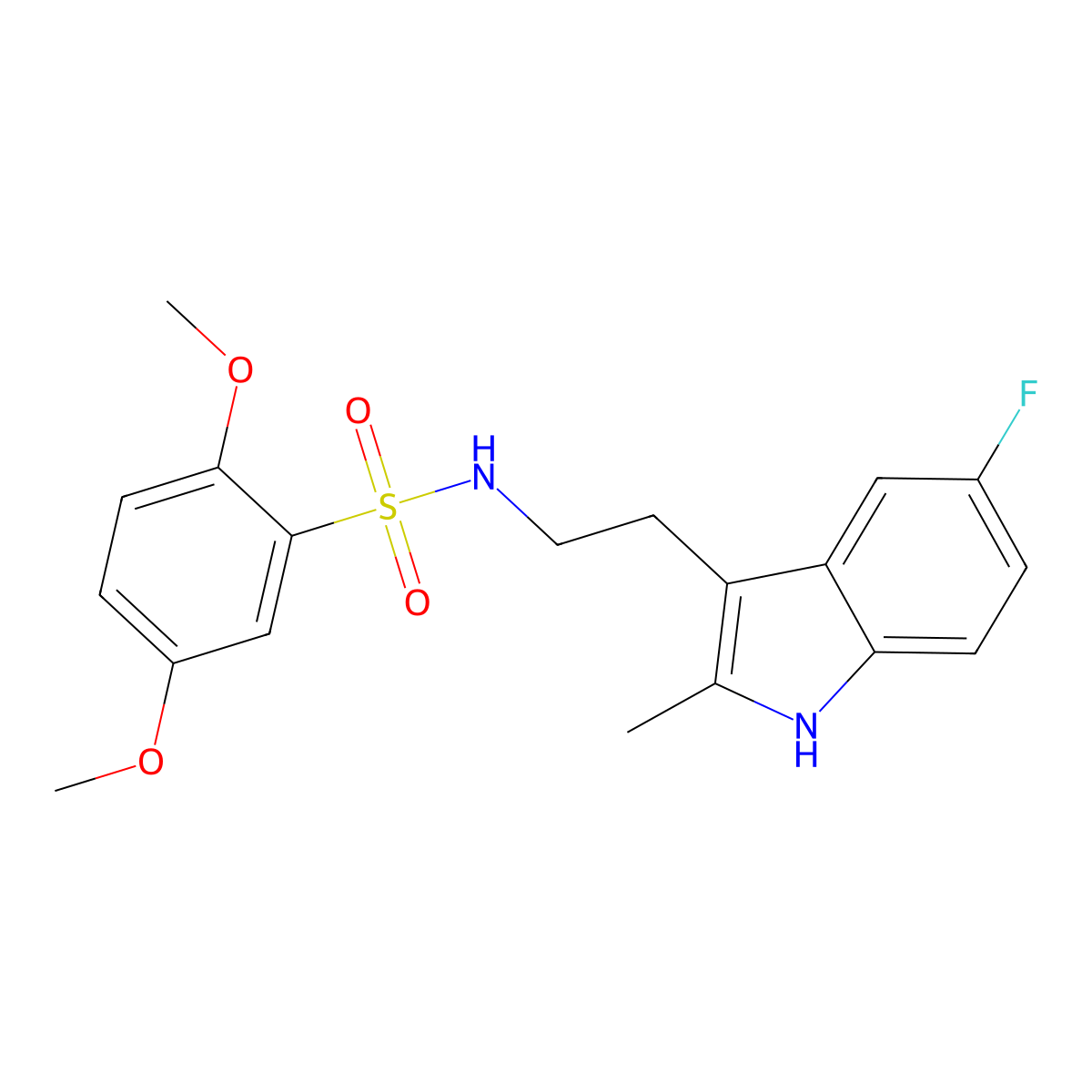 N-[2-(5-fluoro-2-methyl-1H-indol-3-yl)ethyl]-2,5-dimethoxybenzene-1-sulfonamide molecular structure, CAS 682762-91-0