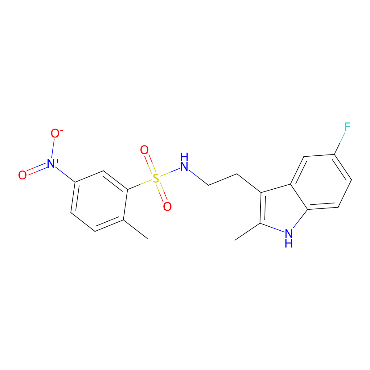 N-[2-(5-fluoro-2-methyl-1H-indol-3-yl)ethyl]-2-methyl-5-nitrobenzene-1-sulfonamide molecular structure, CAS 682762-94-3