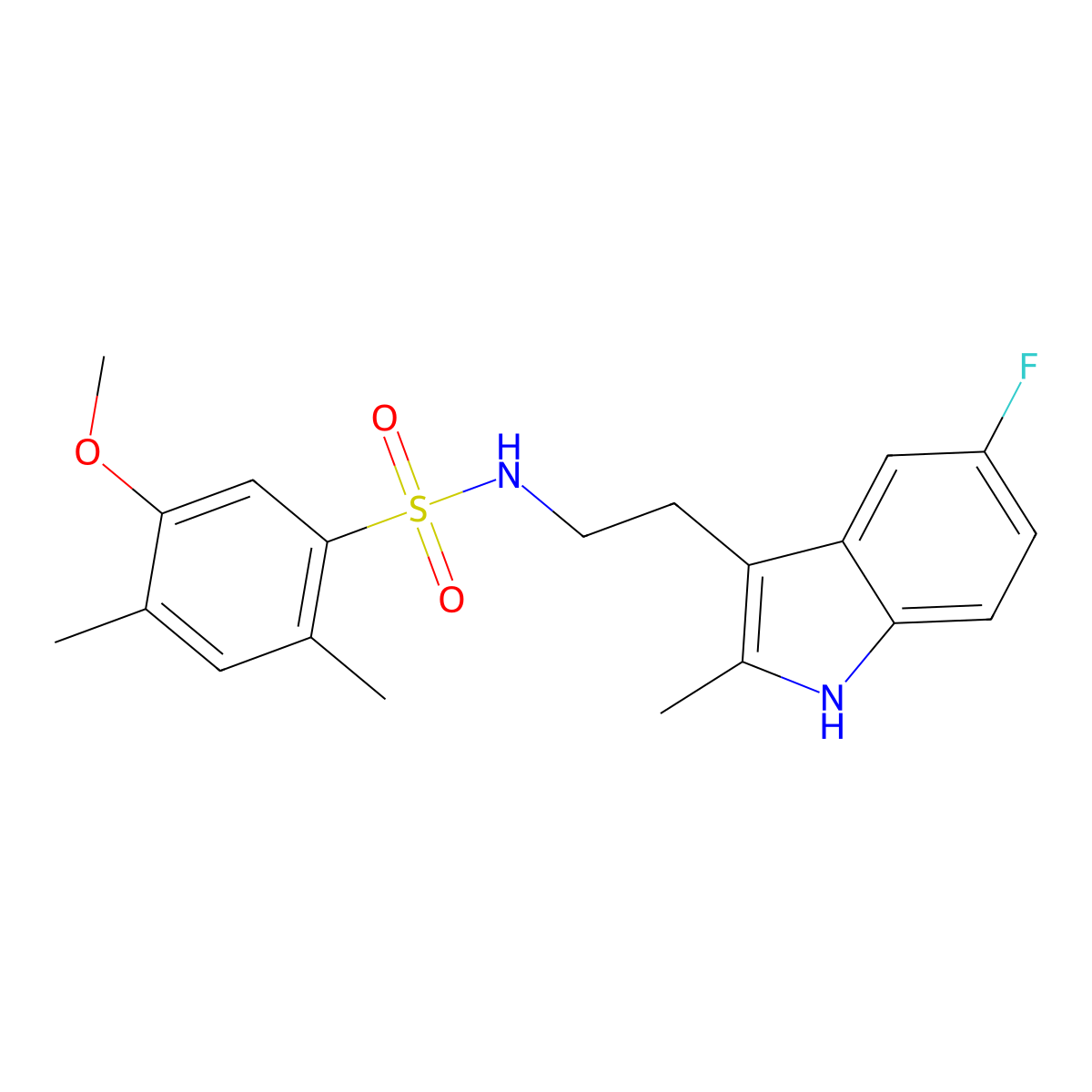 N-[2-(5-fluoro-2-methyl-1H-indol-3-yl)ethyl]-5-methoxy-2,4-dimethylbenzene-1-sulfonamide molecular structure, CAS 682762-95-4