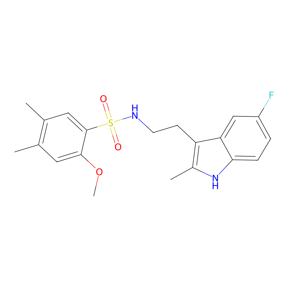 N-[2-(5-fluoro-2-methyl-1H-indol-3-yl)ethyl]-2-methoxy-4,5-dimethylbenzene-1-sulfonamide molecular structure, CAS 682762-96-5