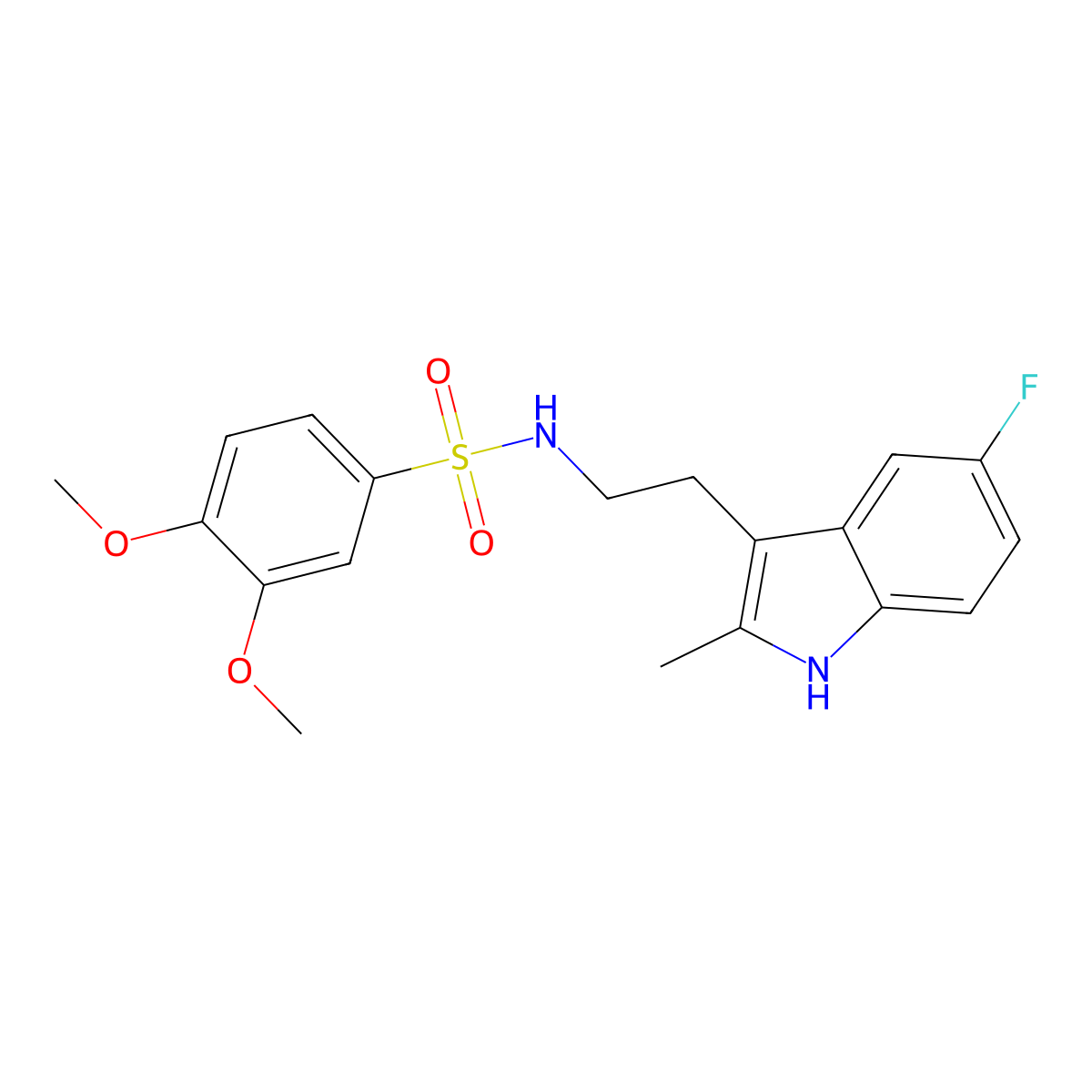 N-[2-(5-fluoro-2-methyl-1H-indol-3-yl)ethyl]-3,4-dimethoxybenzene-1-sulfonamide molecular structure, CAS 682762-97-6