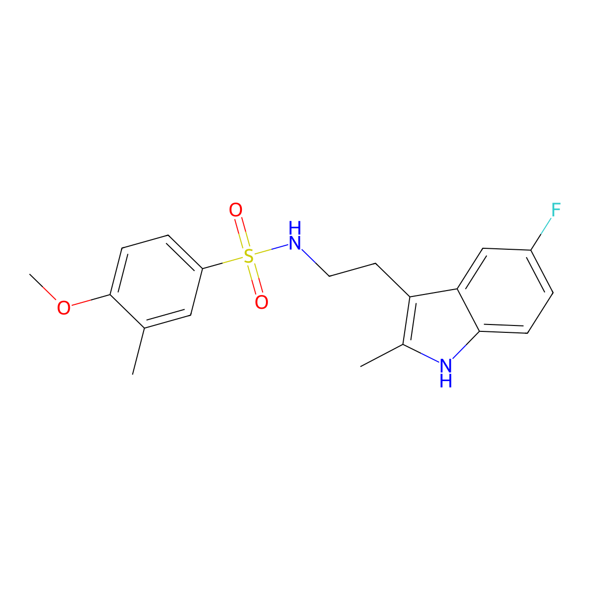 N-[2-(5-fluoro-2-methyl-1H-indol-3-yl)ethyl]-4-methoxy-3-methylbenzene-1-sulfonamide molecular structure, CAS 682762-98-7