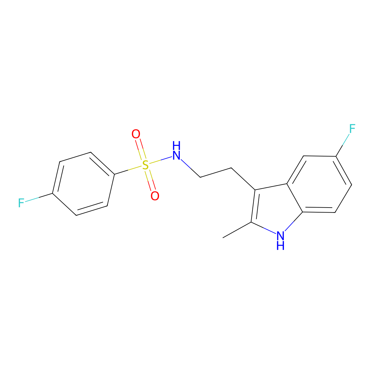4-fluoro-N-[2-(5-fluoro-2-methyl-1H-indol-3-yl)ethyl]benzenesulfonamide molecular structure, CAS 682762-99-8