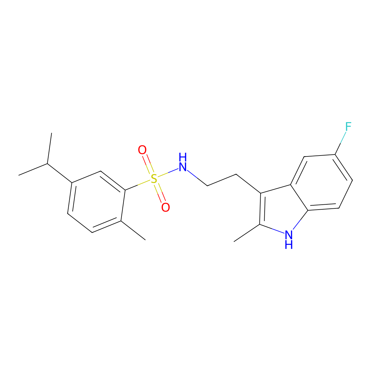N-[2-(5-fluoro-2-methyl-1H-indol-3-yl)ethyl]-2-methyl-5-(propan-2-yl)benzene-1-sulfonamide molecular structure, CAS 682763-00-4